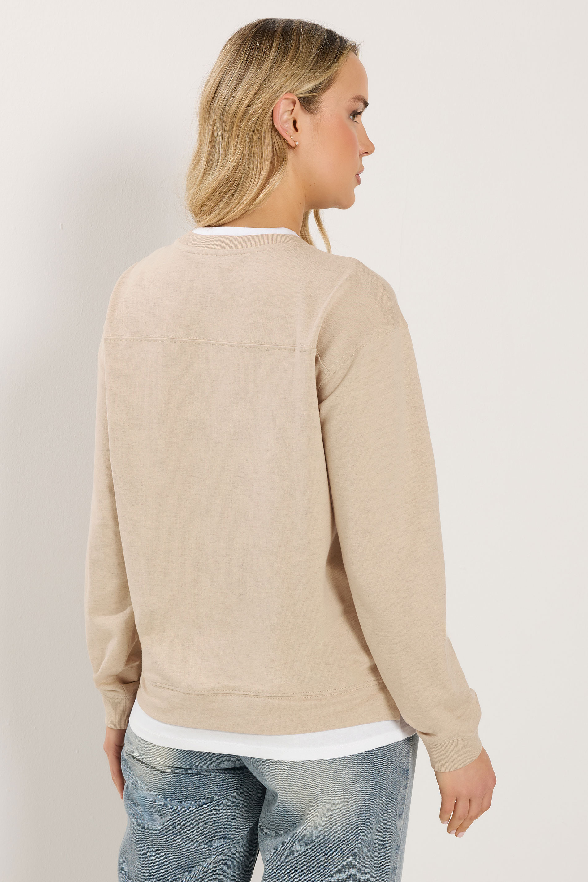 LTS Tall Women's Natural Brown & White Cotton Layered Top | Long Tall Sally 4