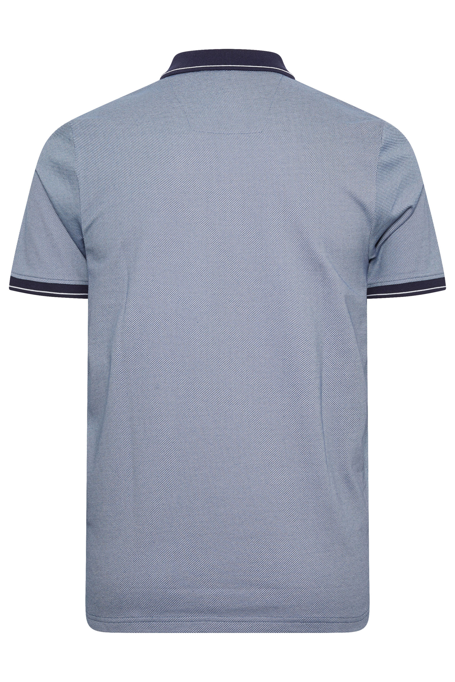 BadRhino Big & Tall Blue Textured Zip Neck Polo Shirt | BadRhino 2