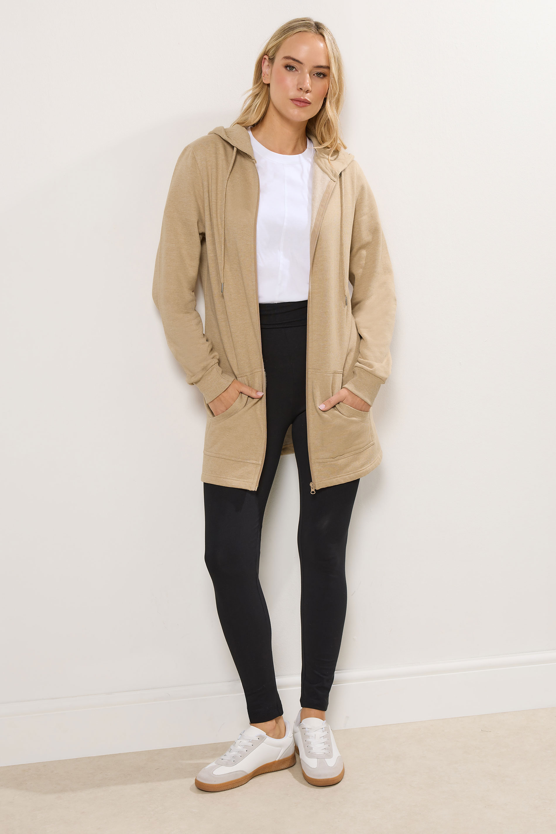 LTS Tall Women's Natural Brown Cotton Longline Hoodie | Long Tall Sally 1
