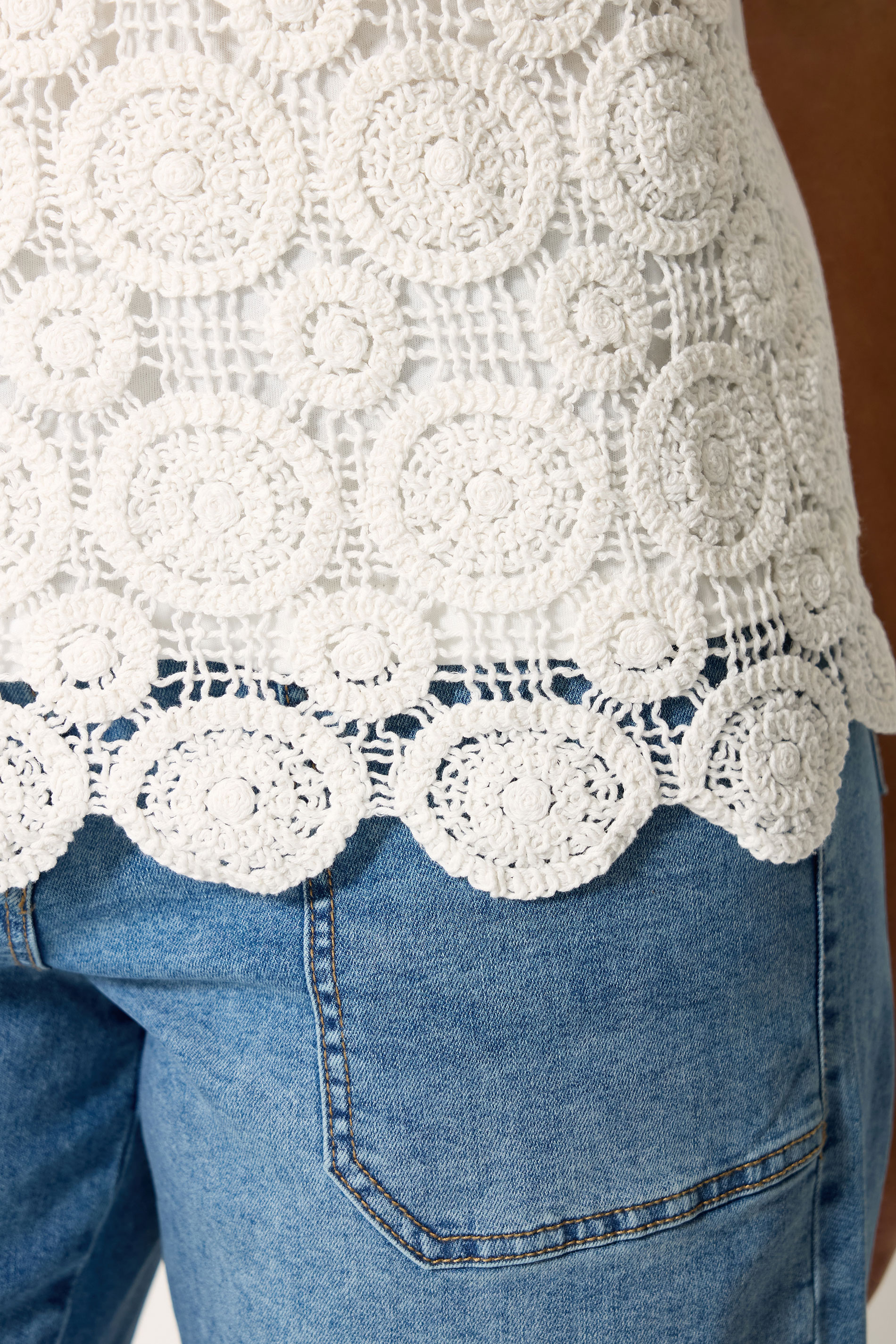 M&Co Ivory White Crochet Cotton Vest Top | M&Co 5