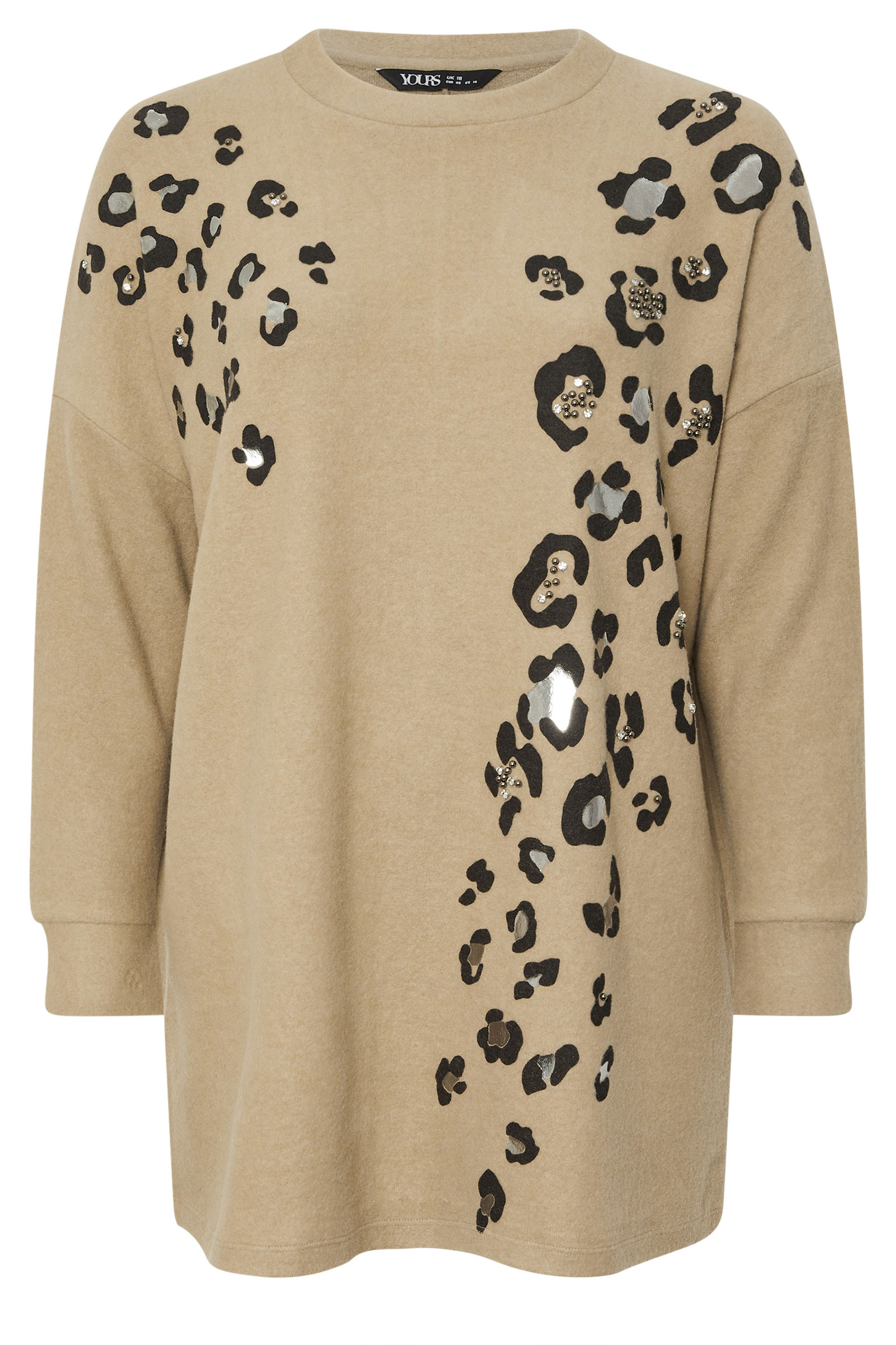 YOURS Plus Size Natural Brown Leopard Soft Touch Jumper | Yours Clothing 5