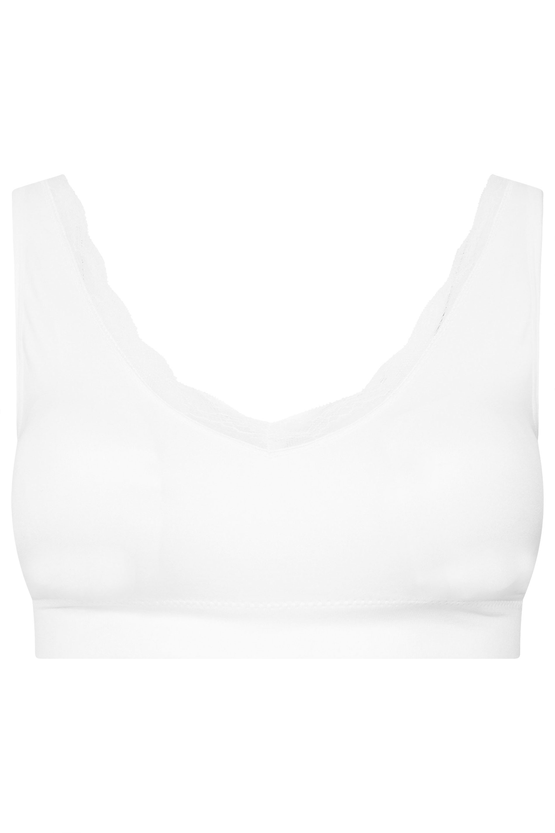YOURSET 2 PACK Plus Size Black & White Lace Trim Seamless Bralette | Yours Clothing 12