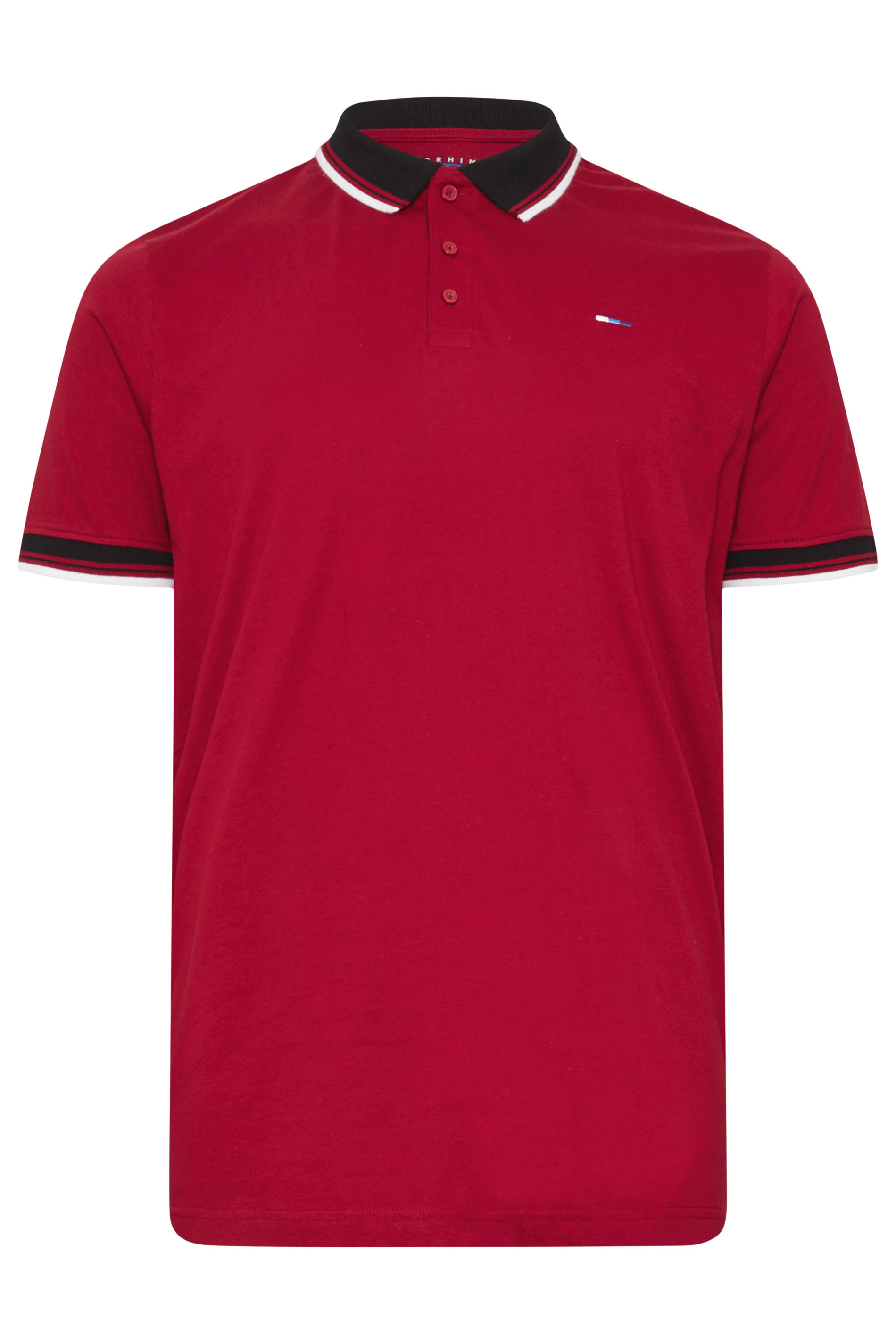 BadRhino Big & Tall Red Contrast Tipped Detail Polo Shirt | BadRhino 6