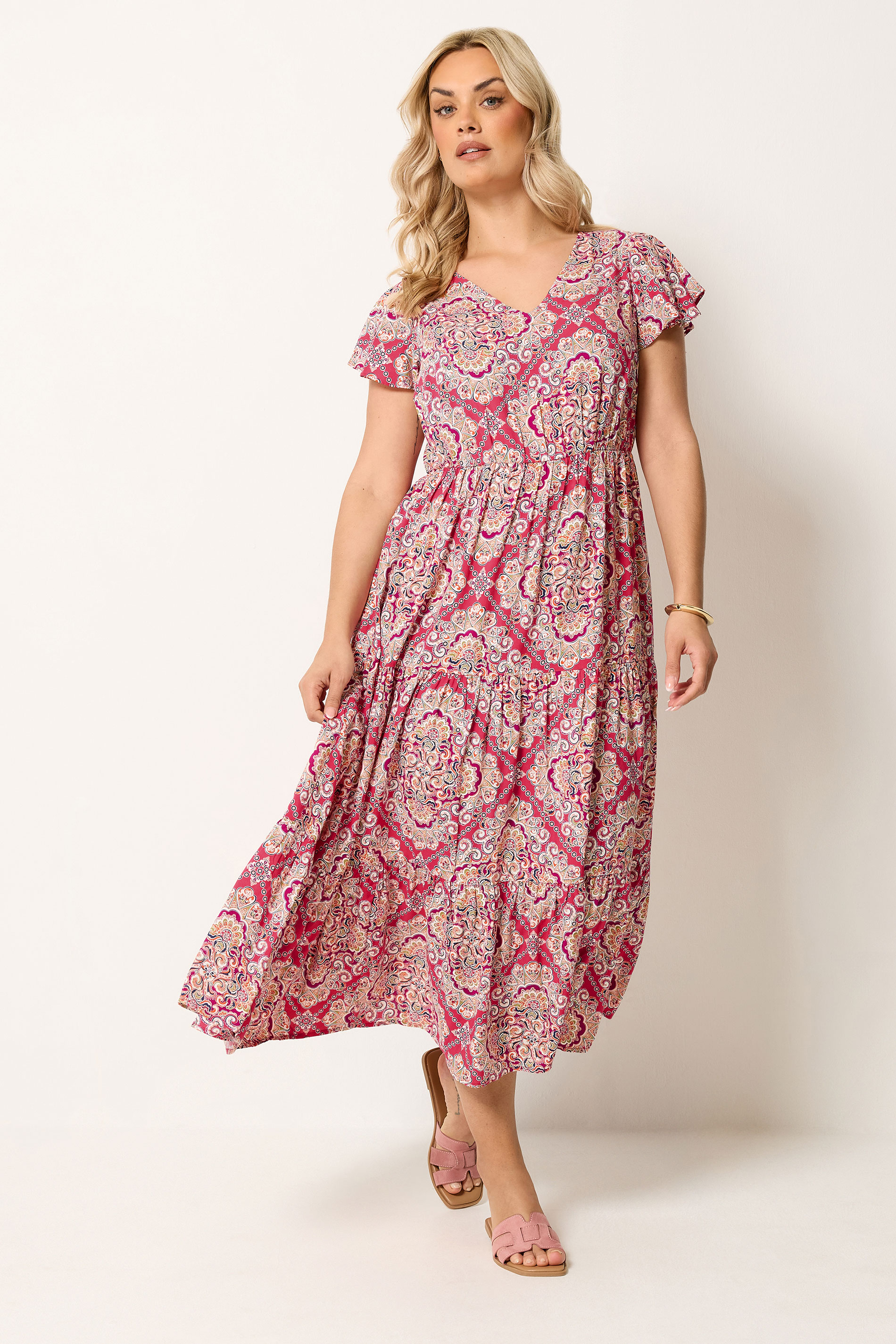 YOURS Plus Size Pink Paisley Print Smock Dress | Yours Clothing 3