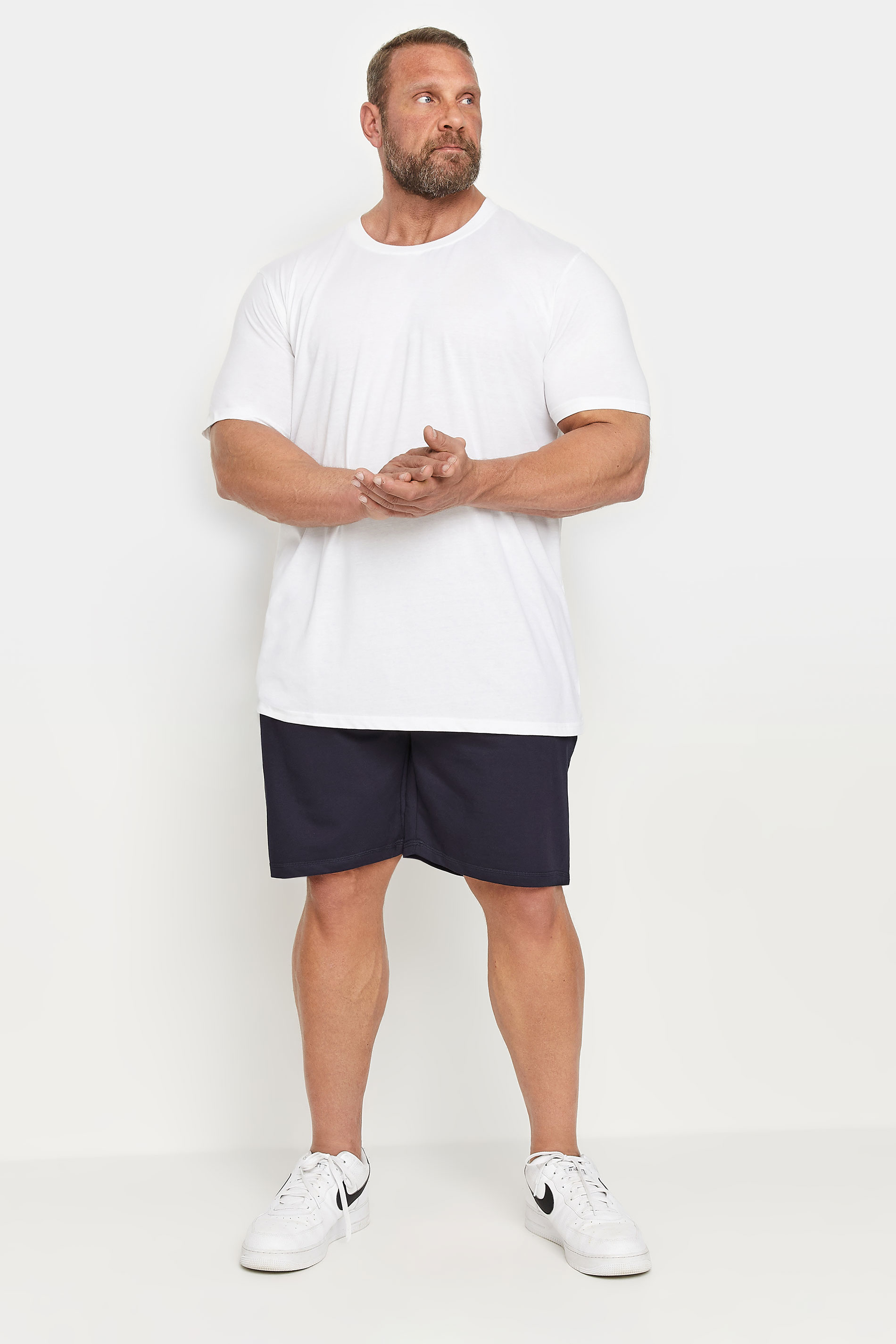 D555 Big & Tall Navy Blue Cotton Jogger Shorts | BadRhino 1