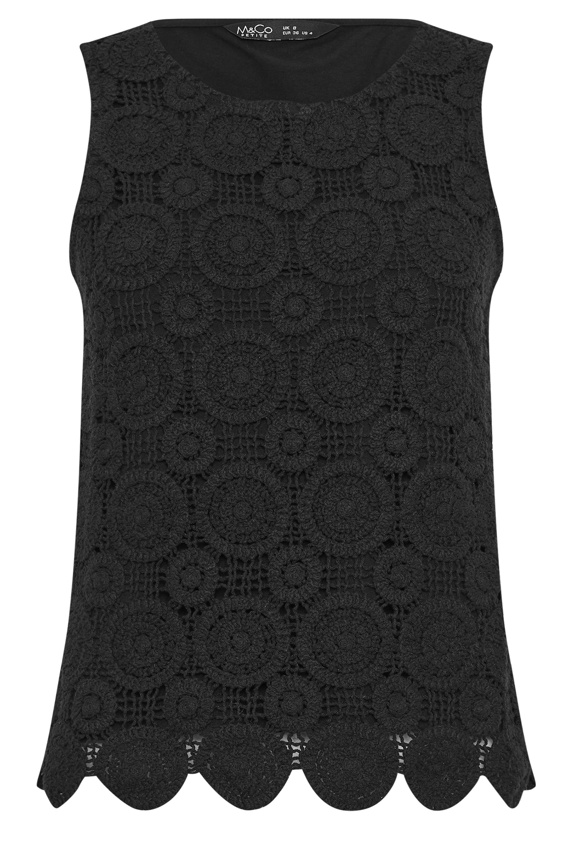 M&Co Petite Black Crochet Cotton Sleeveless Top | M&Co 5