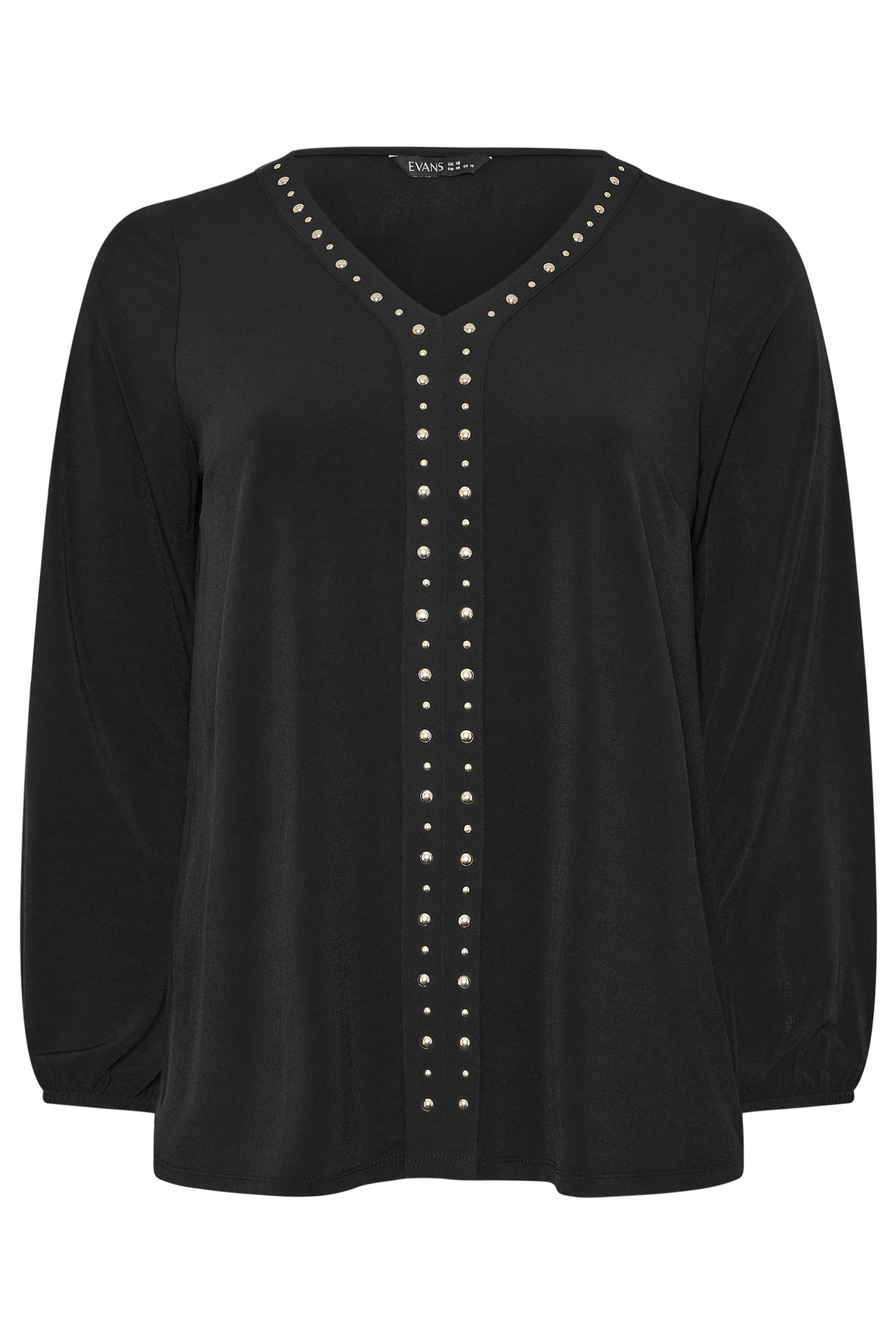 EVANS Plus Size Black Stud Detail Top | Evans 5
