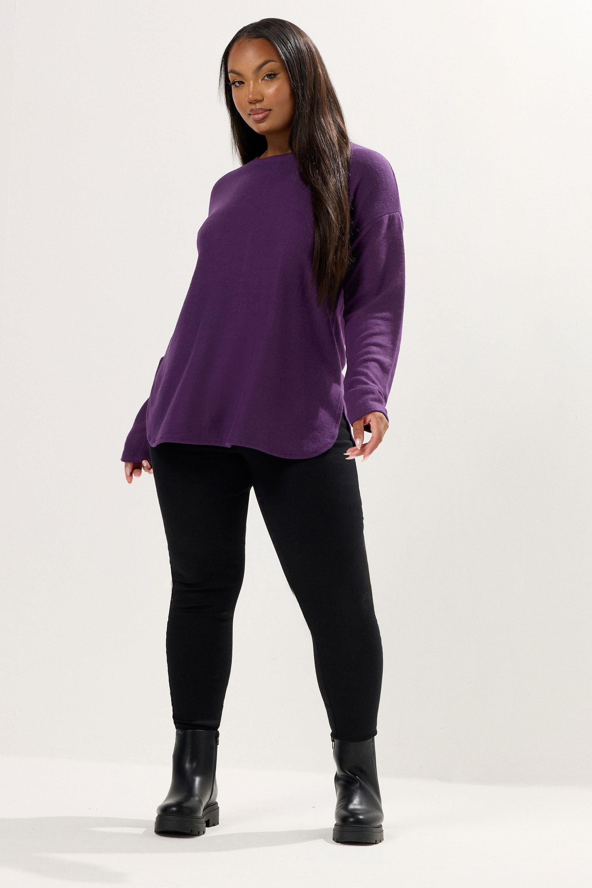 YOURS Plus Size Purple Soft Touch Jumper | Yours Clothing 1