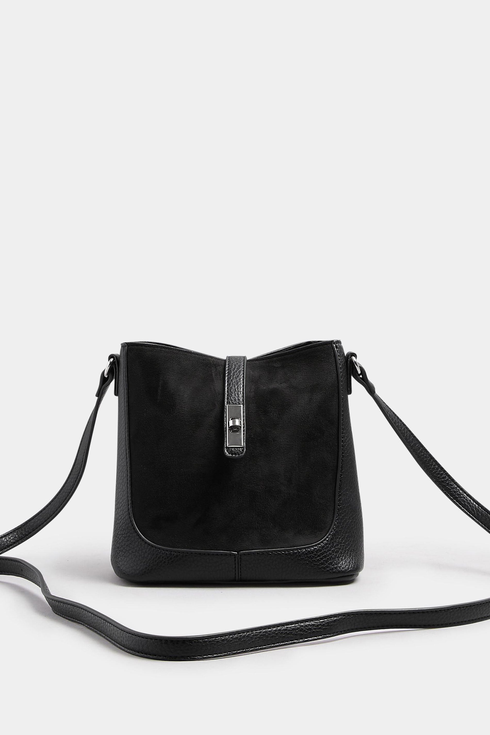 Black Faux Suede Cross Body Bag | Yours Clothing 2