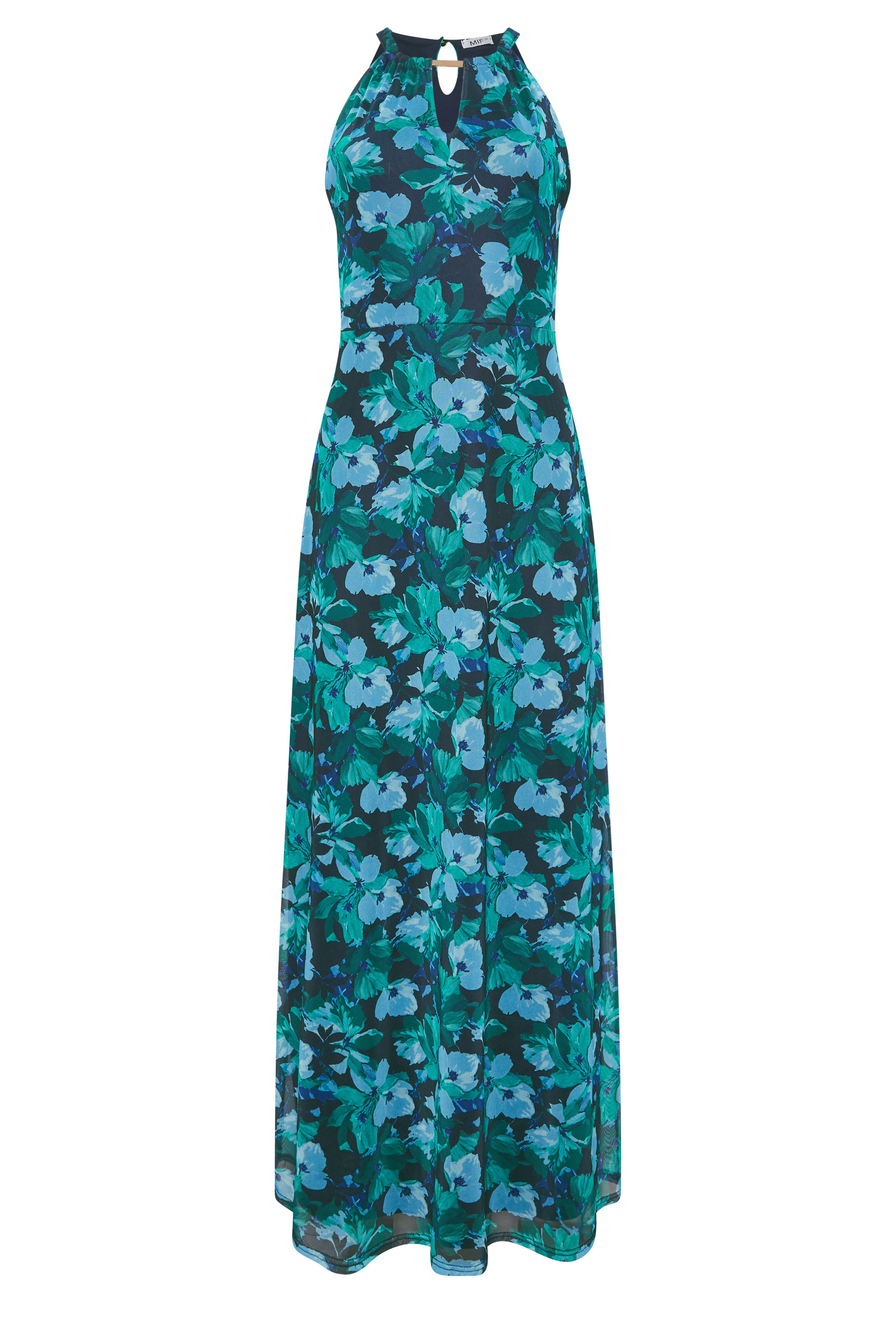 M&Co Green Floral Print Halter Neck Mesh Maxi Dress | M&Co 6