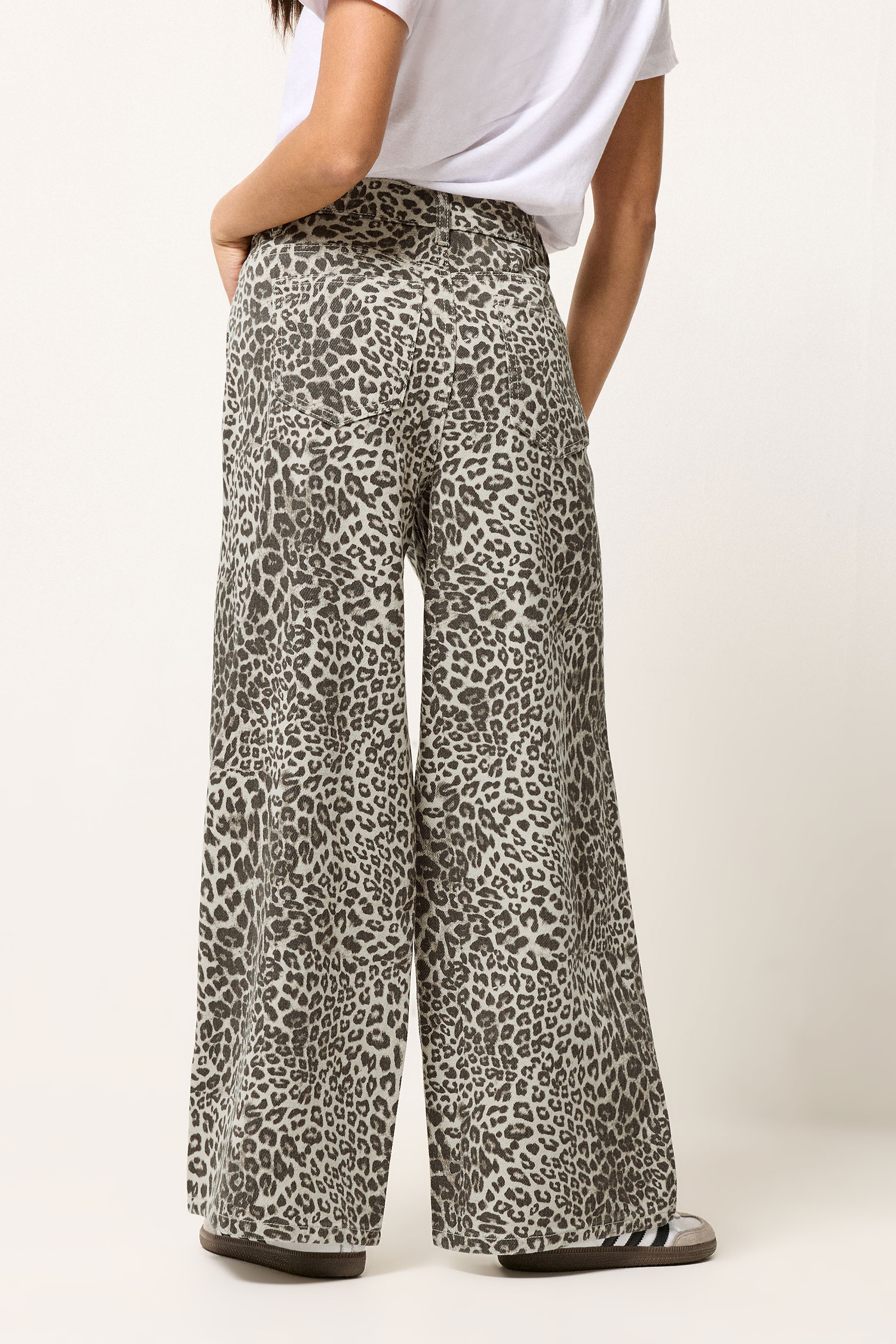 PixieGirl Petite Women's Light Brown Leopard Print Wide Leg Jeans | PixieGirl 5