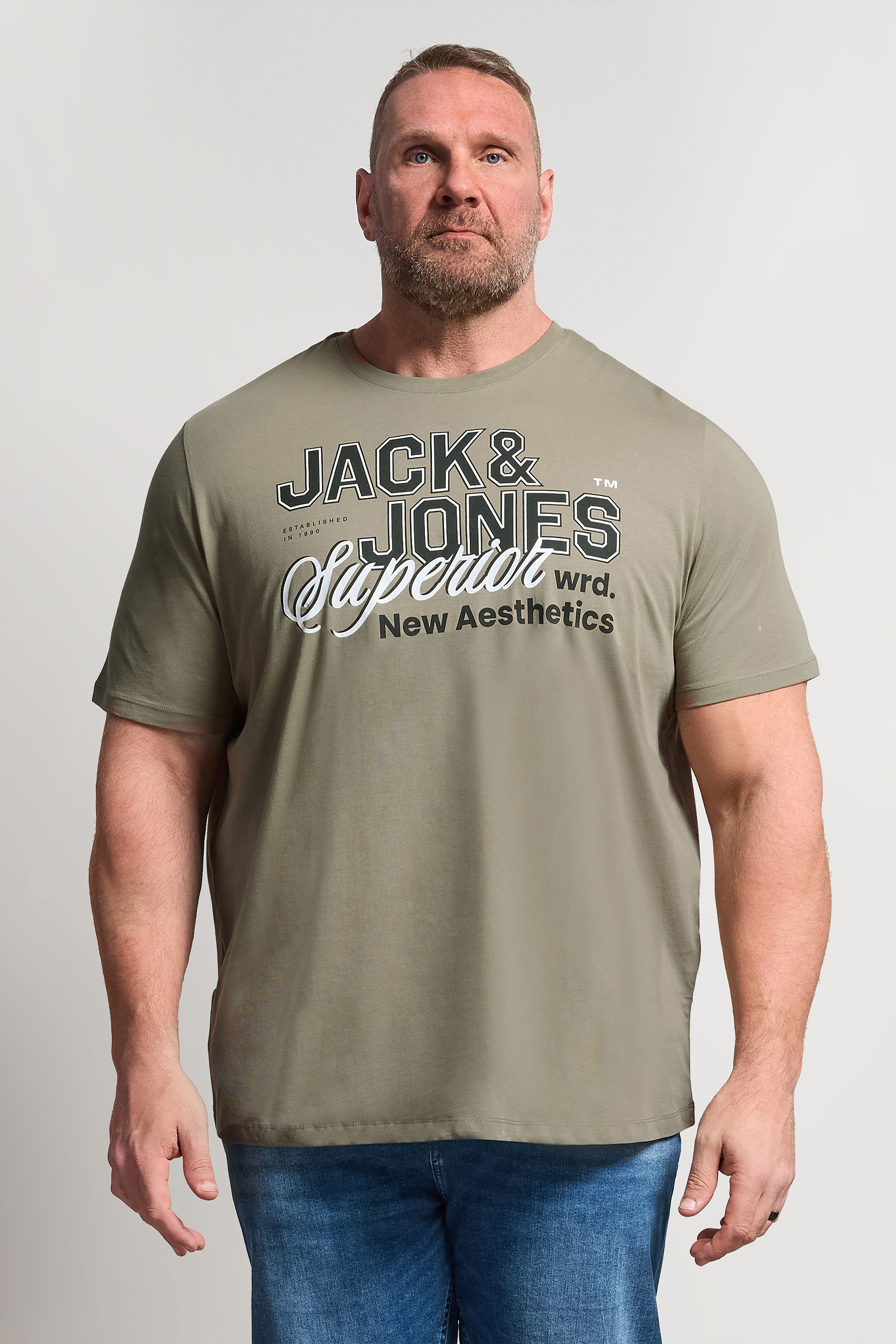 JACK & JONES Big & Tall Vetiver Green Graphic T-Shirt | BadRhino 3