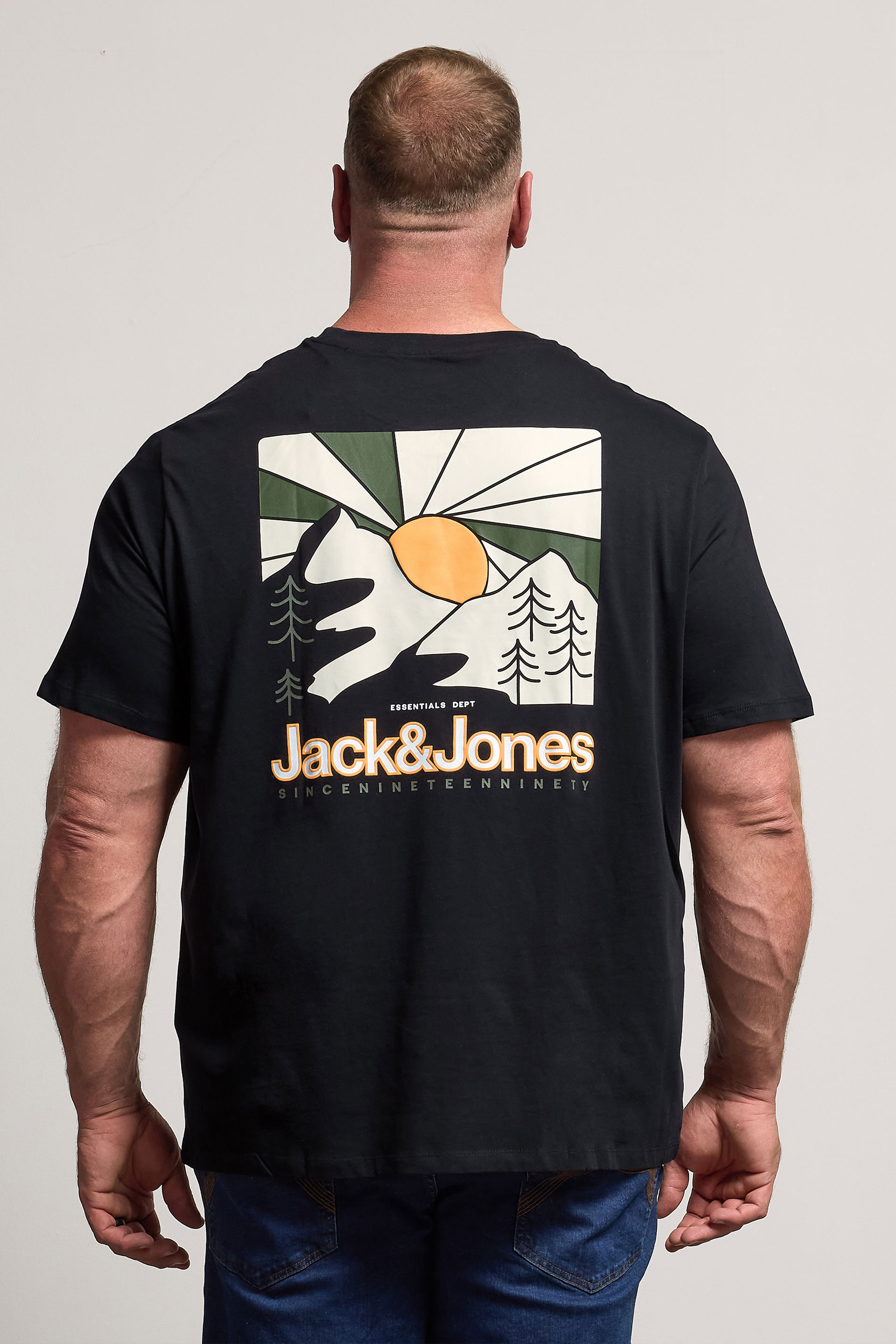 JACK & JONES Big & Tall Black Crew Neck Graphic T-Shirt 2