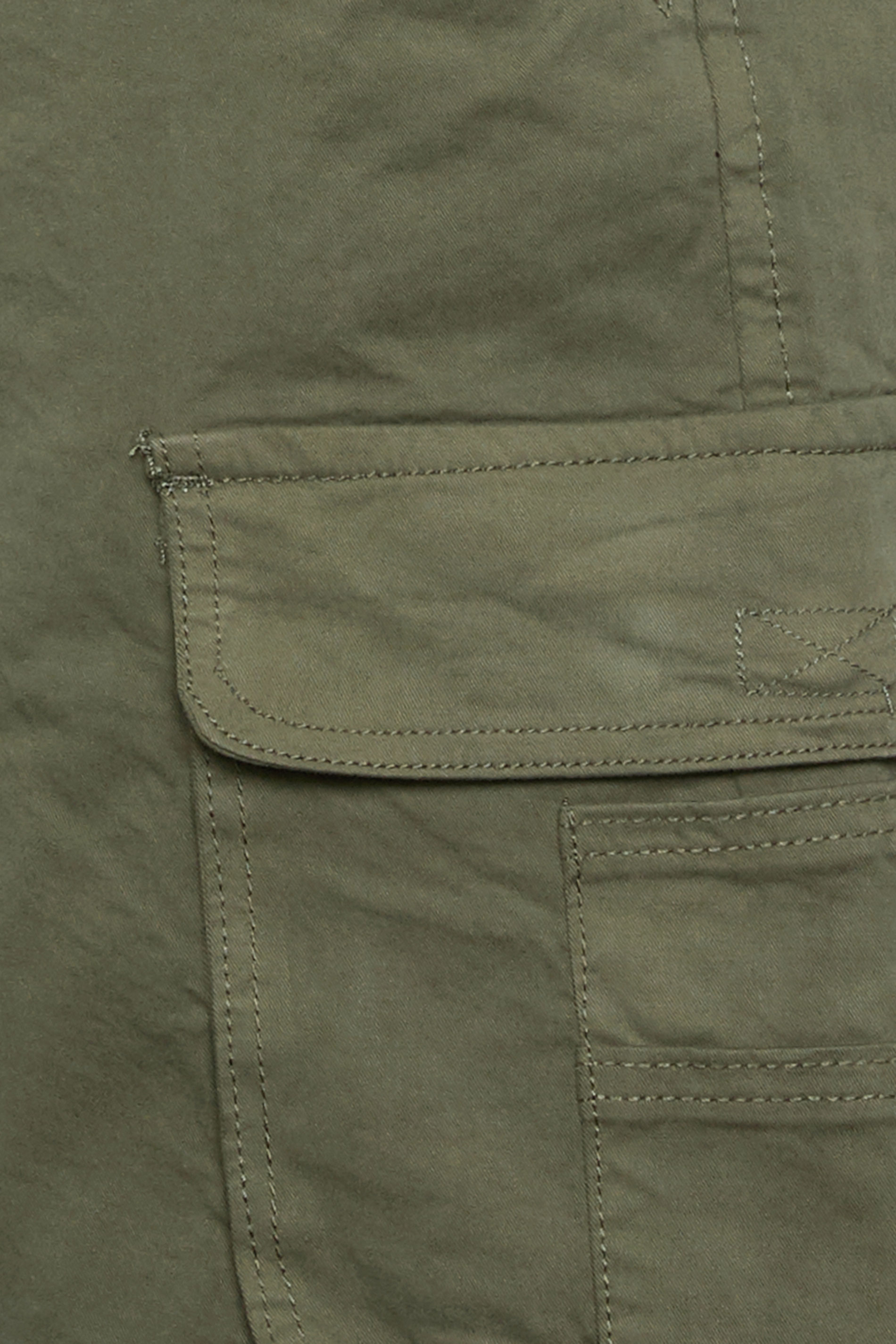 KAM Big & Tall Khaki Green Elastic Waist Cargo Shorts | BadRhino 5