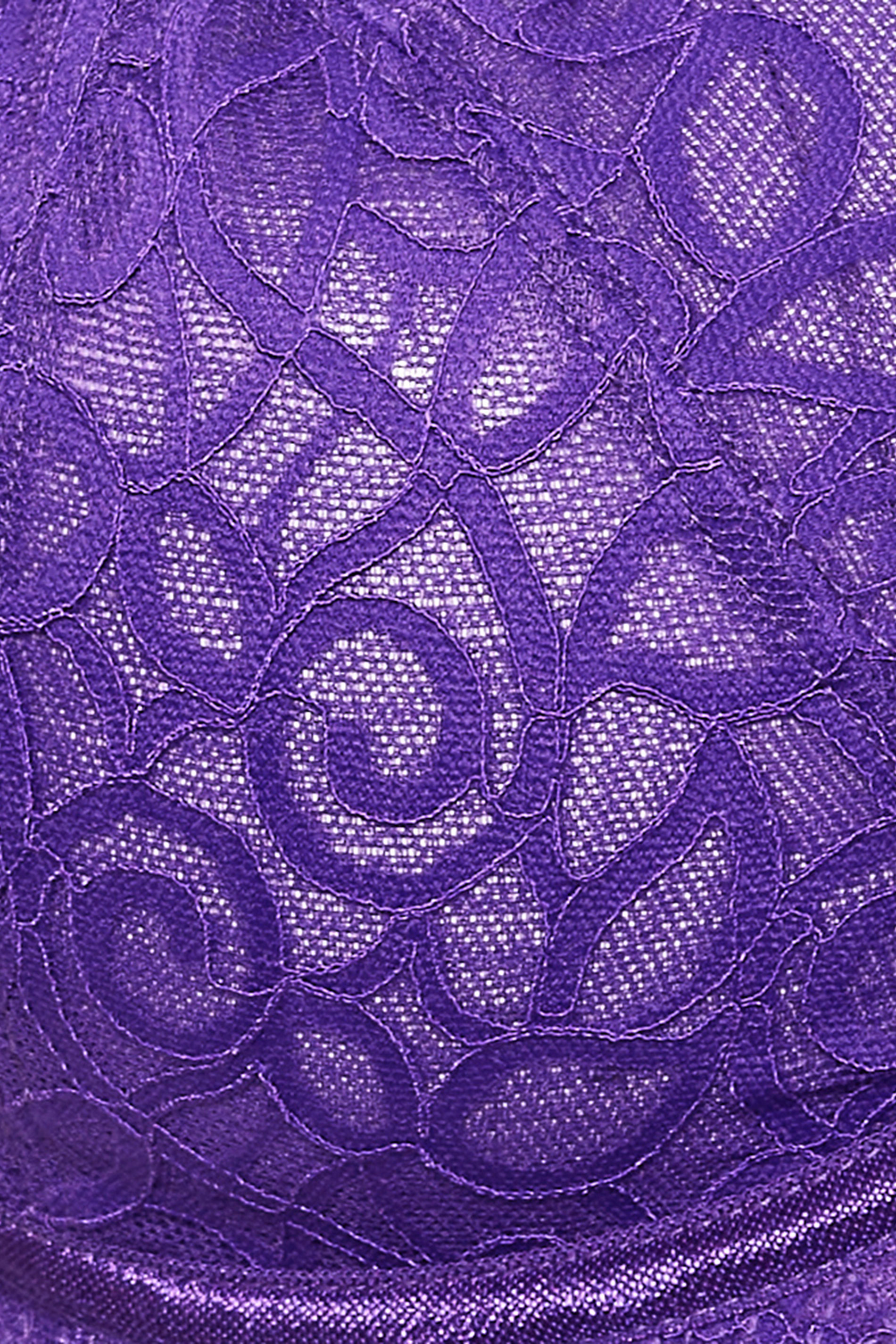 YOURS Plus Size Purple Swirl Lace Strap Detail Underwired Bra | Yours Clothing  5