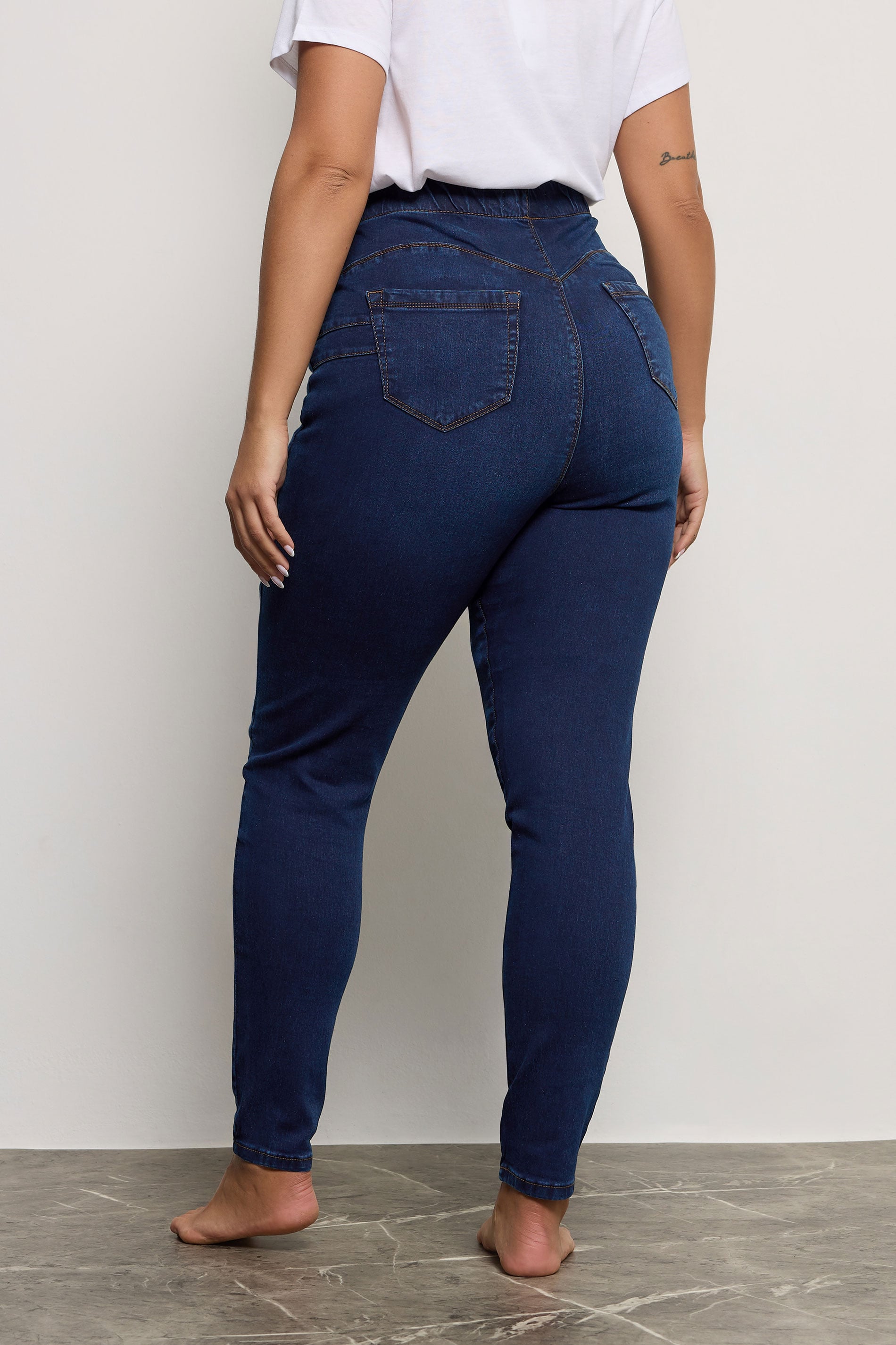 Plus Size Indigo Blue Pull On Bum Shaper LOLA Jeggings | Yours Clothing 2