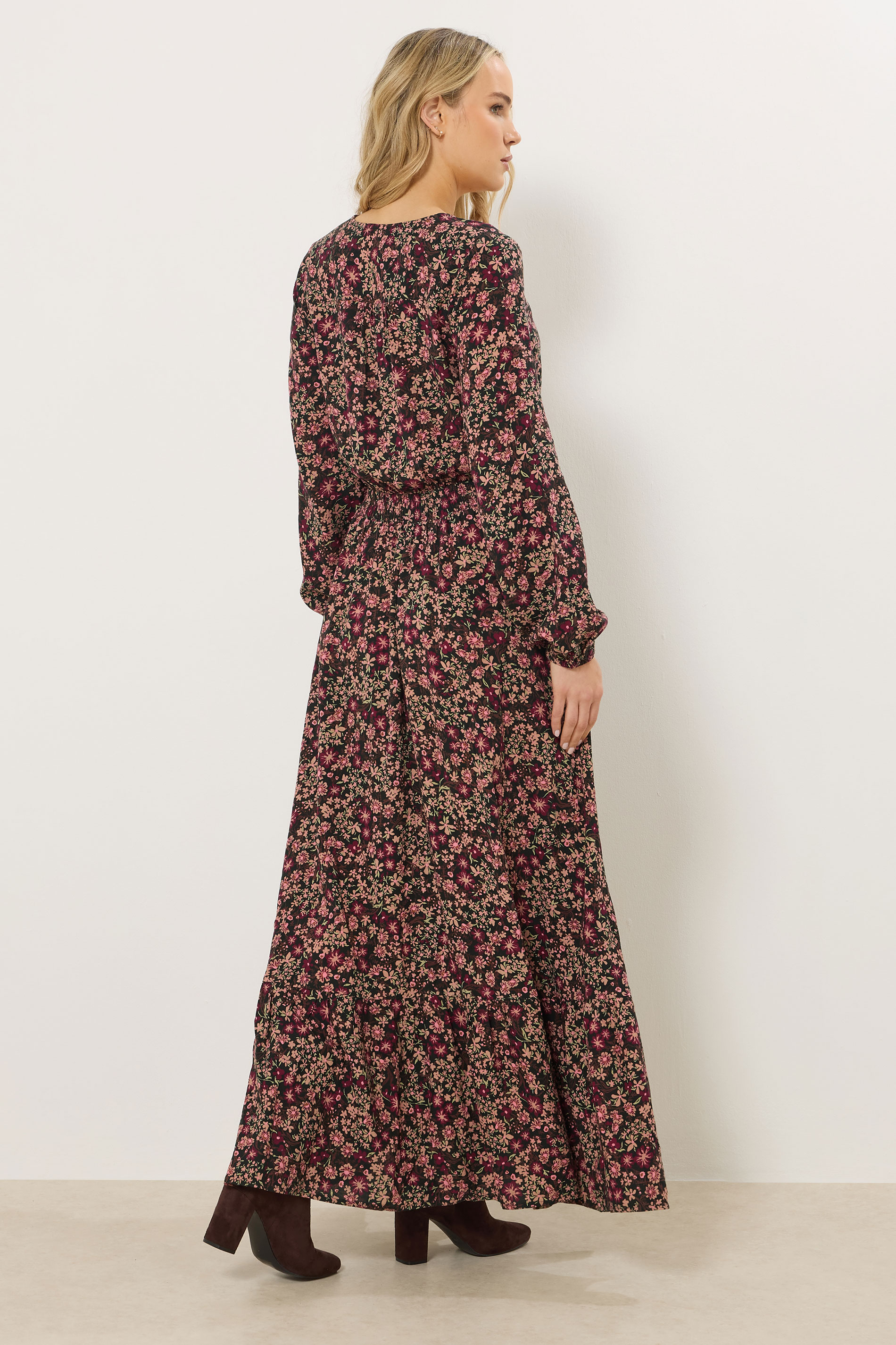 LTS Tall Black Floral Button Maxi Dress | Long Tall Sally 2