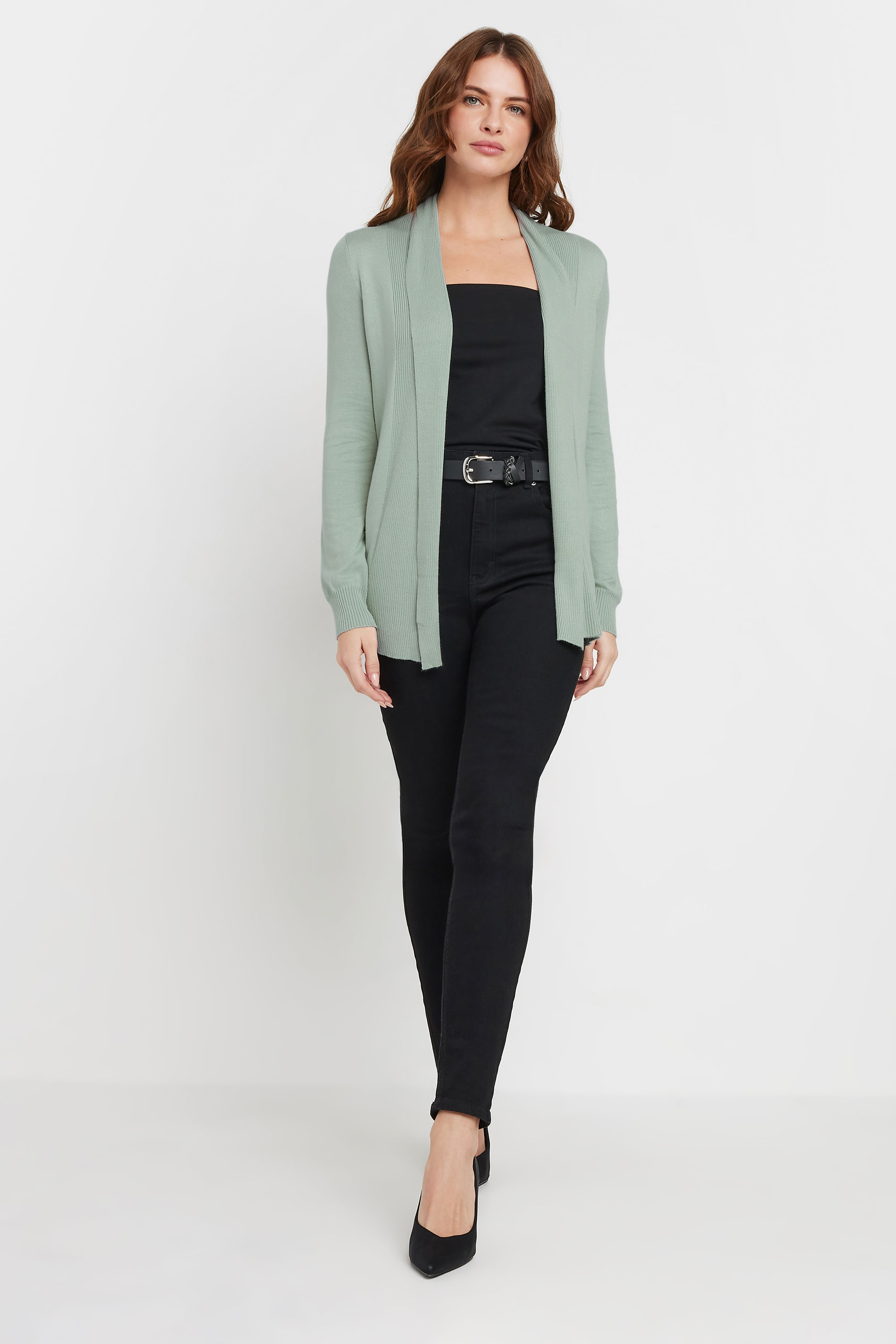 M&Co Sage Green Shawl Collar Cardigan | M&Co 1