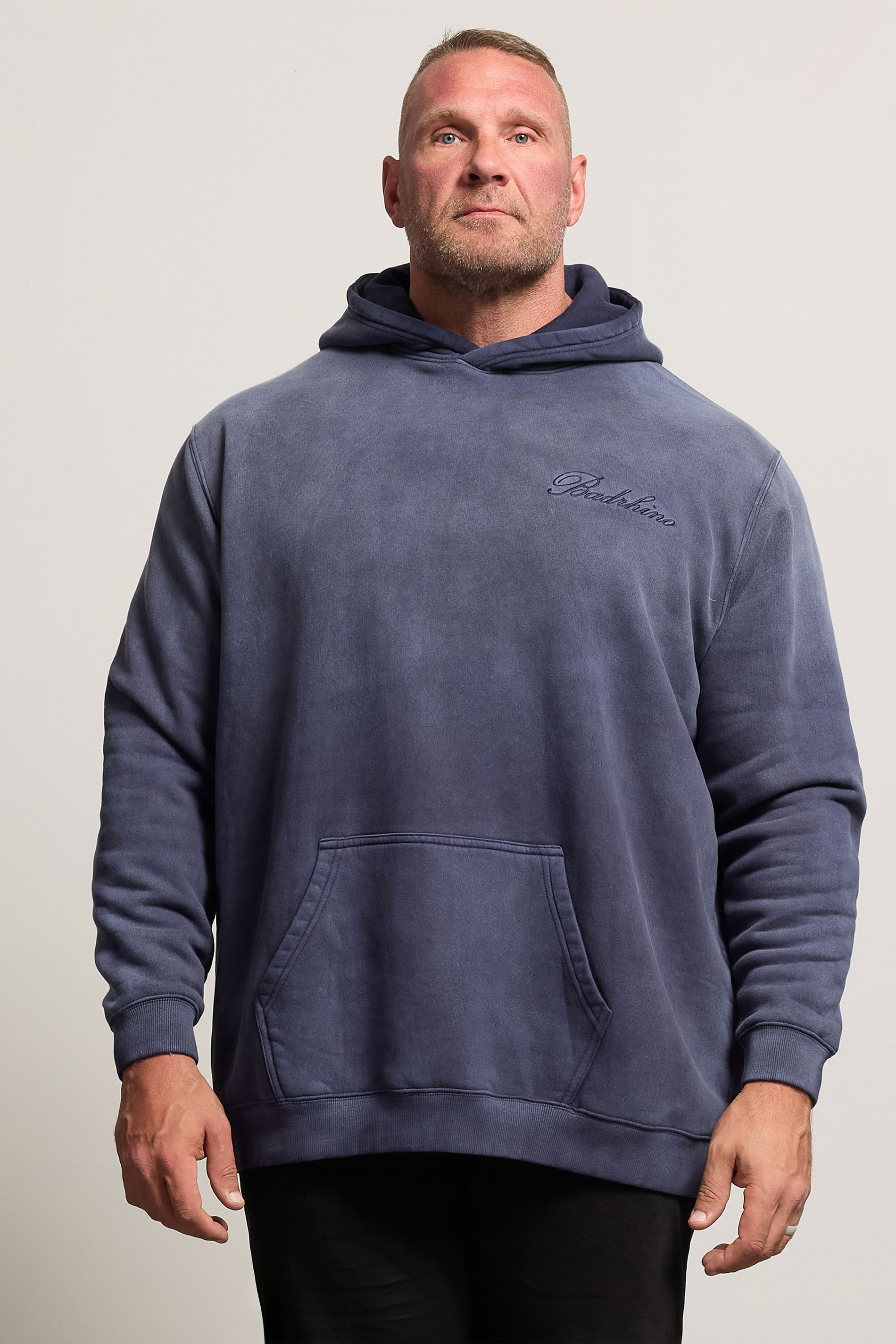 BadRhino Big & Tall Navy Blue Sun Bleached Hoodie | BadRhino 1