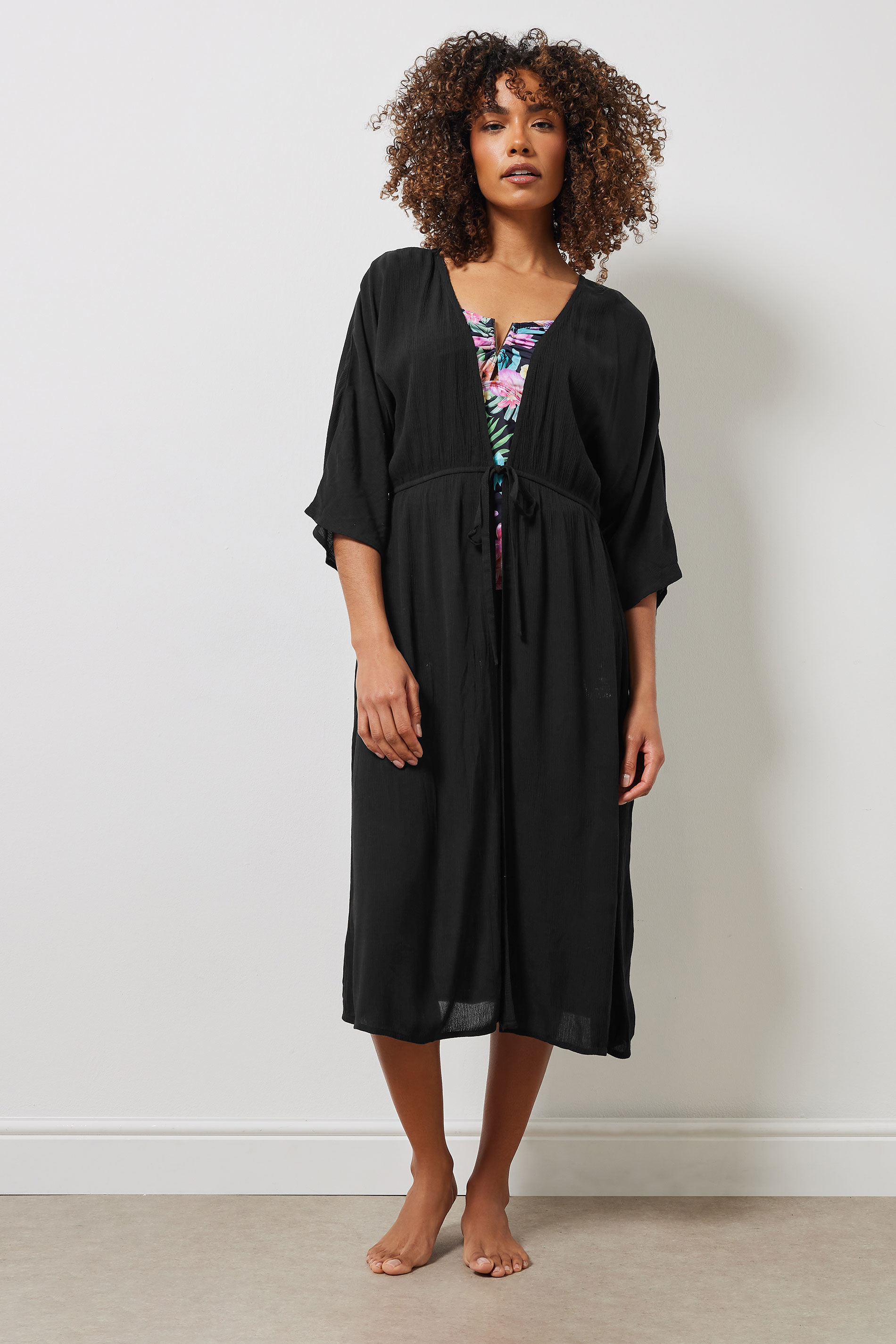 M&Co Black Crinkle Longline Kimono | M&Co 4