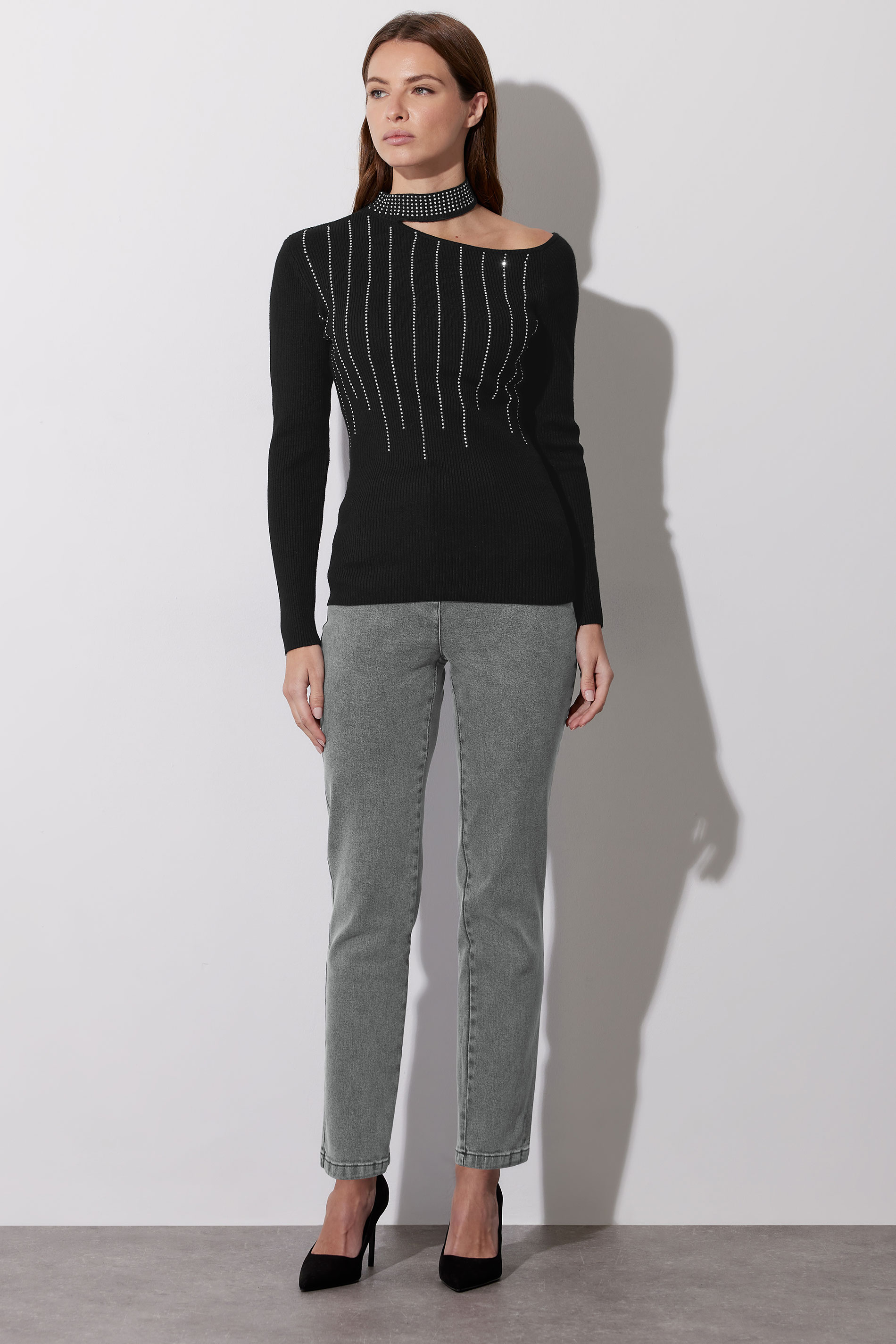 STAR Black Embellished Asymmetric Jumper | STAR x JM 1