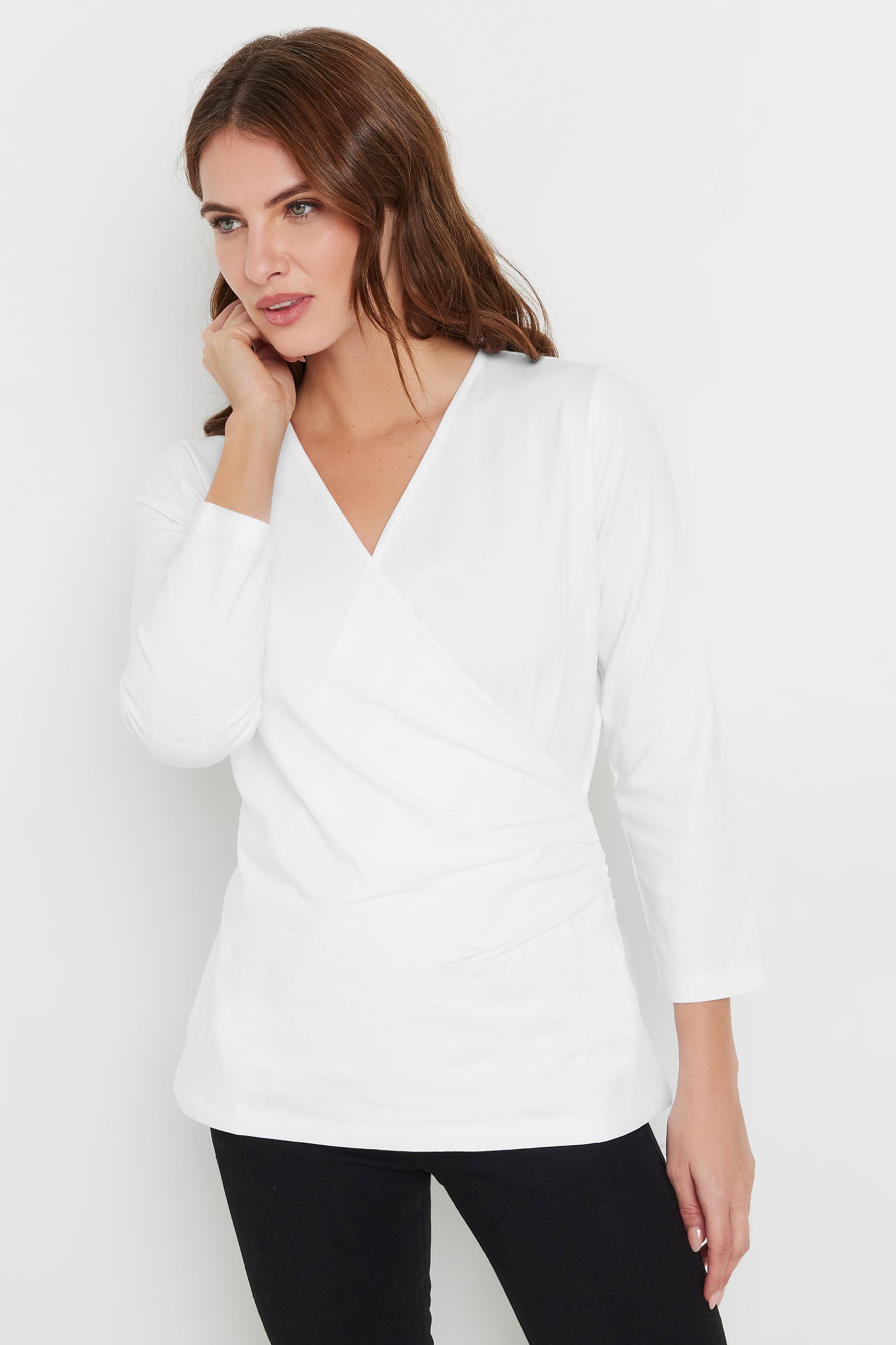 M&Co Navy Blue Long Sleeve Wrap Top | M&Co 3