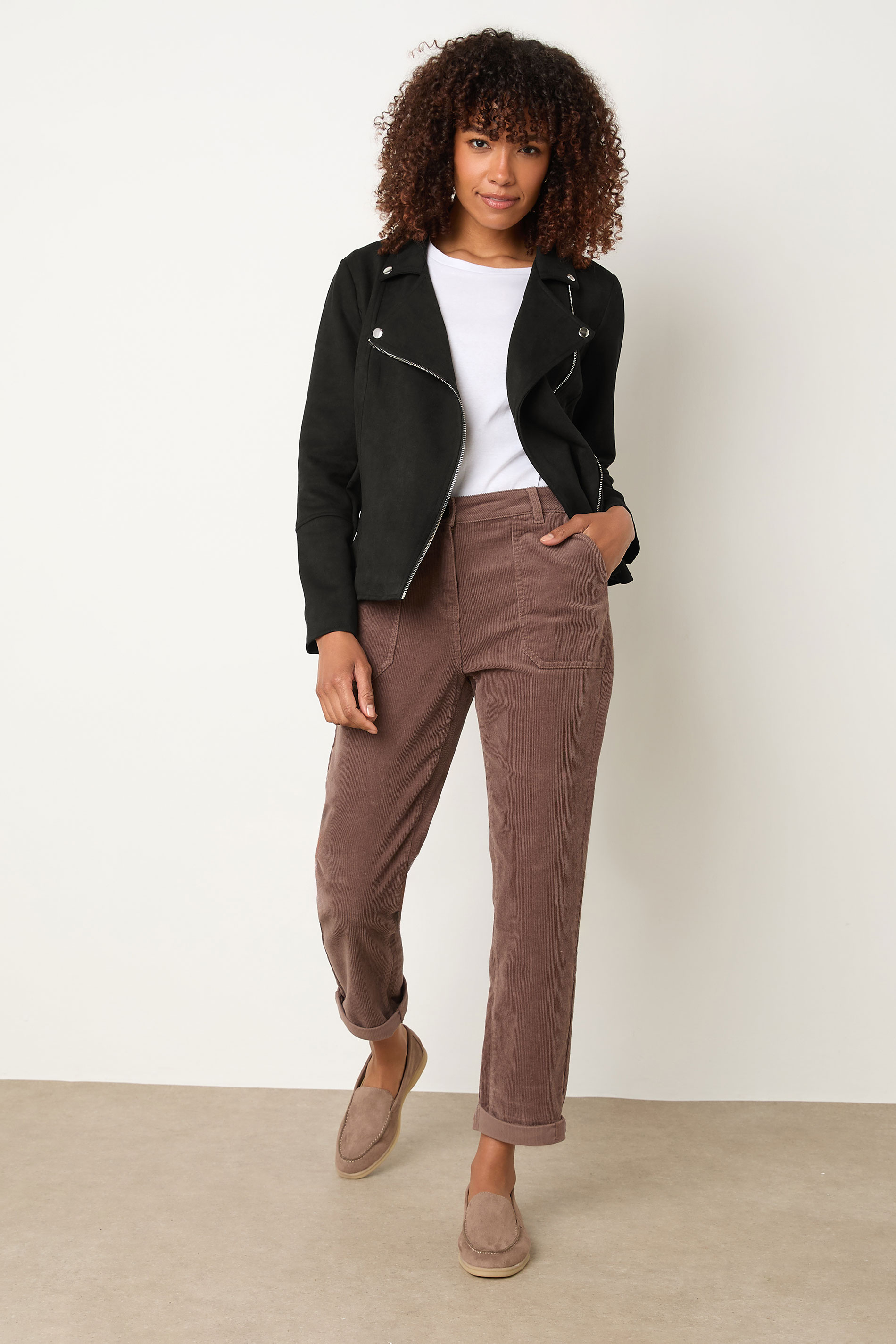 M&Co Black Faux Suede Biker Jacket | BadRhino 1