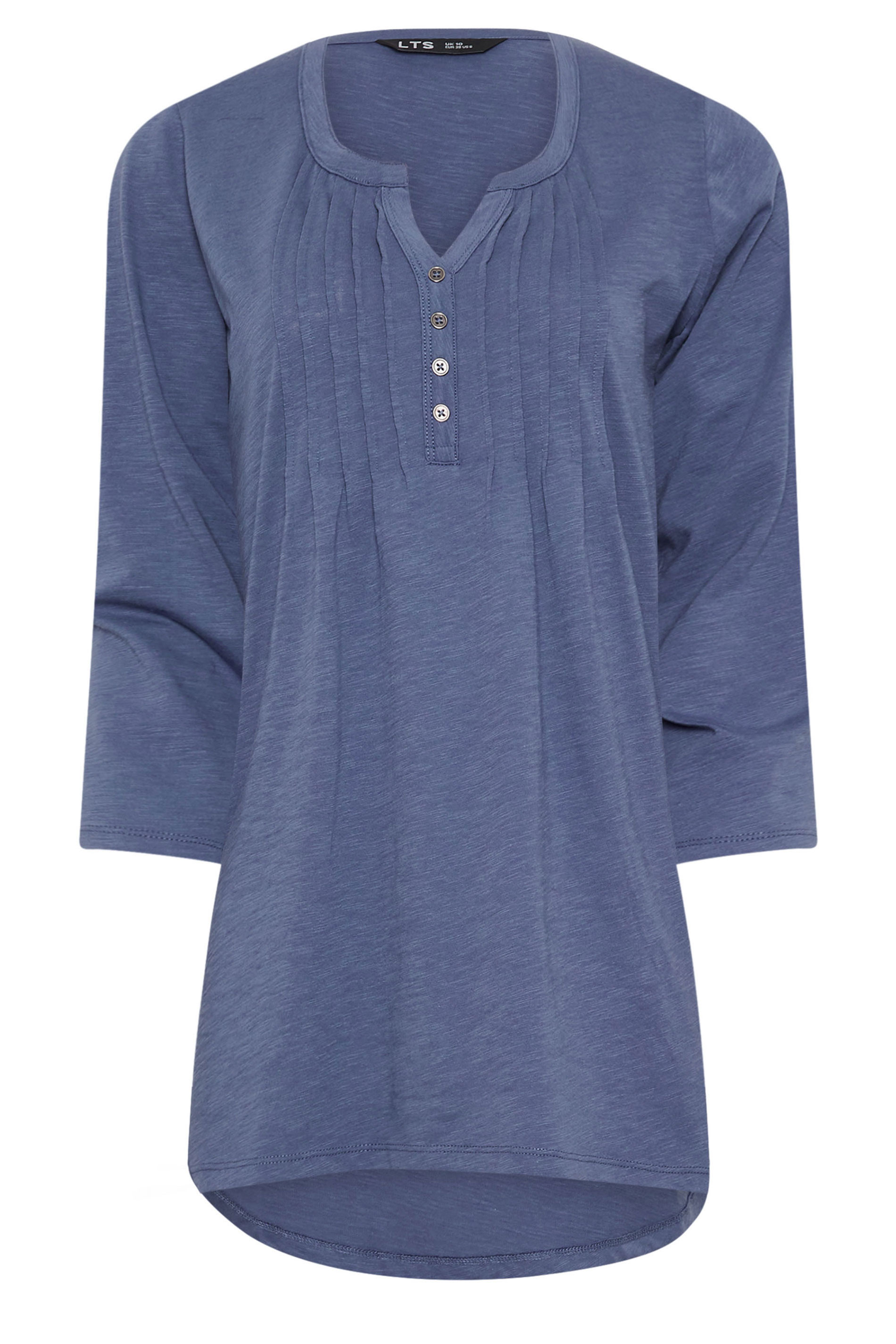 LTS Tall 2 PACK Light Pink & Blue Cotton Henley Tops | Long Tall Sally 8
