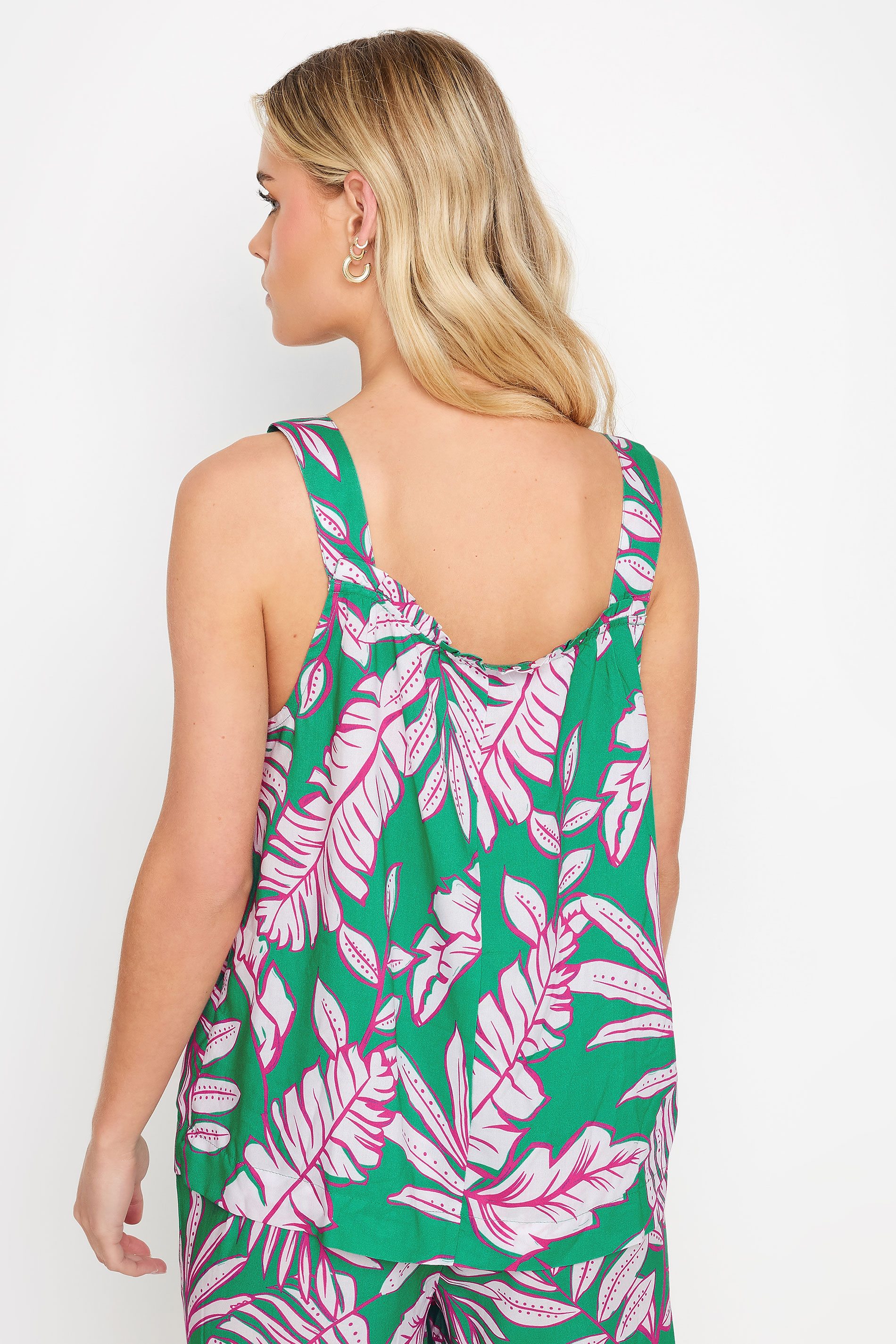 M&Co Petite Green Leaf Print Cami Top | M&Co 2