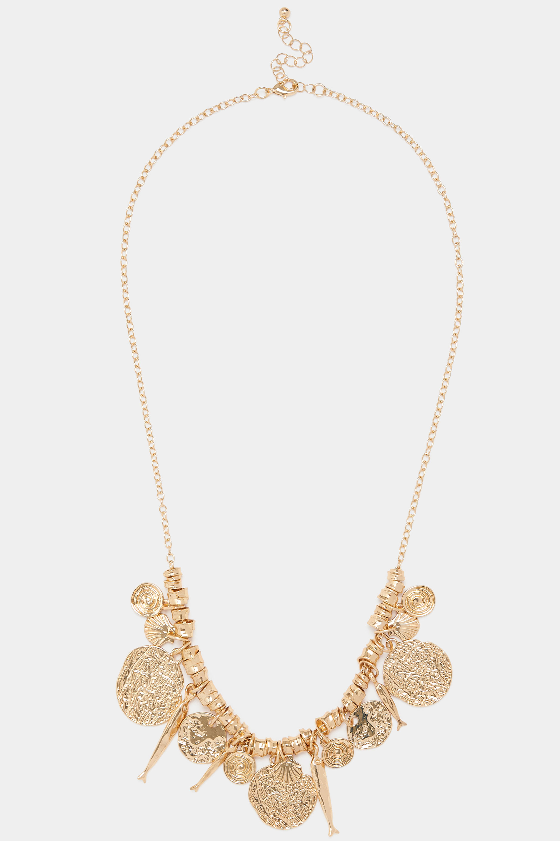 Gold Tone Mixed Charm Necklace | Yours Clothing 3