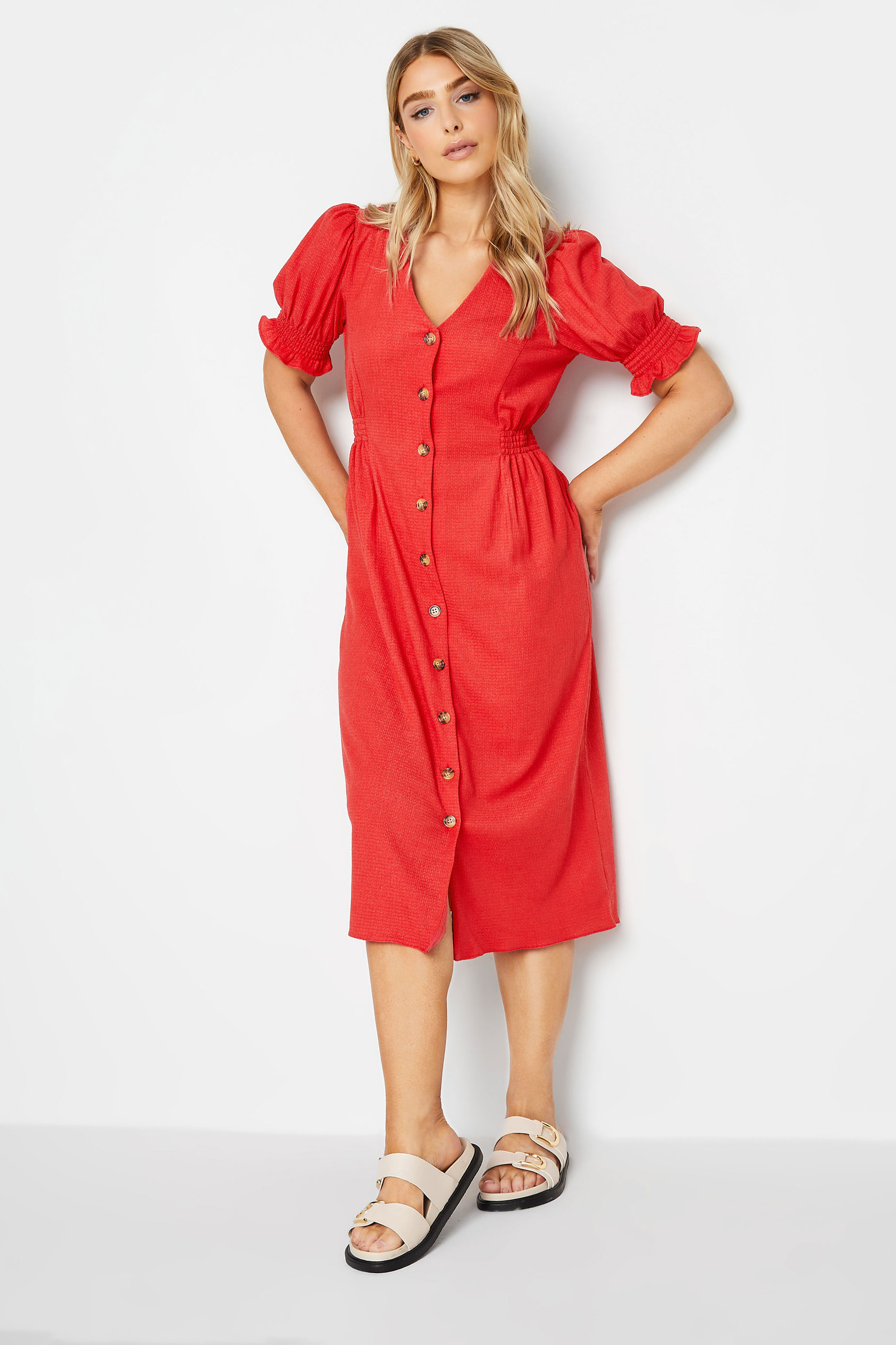 M&Co Red Button Through Midi Dress | M&Co  2