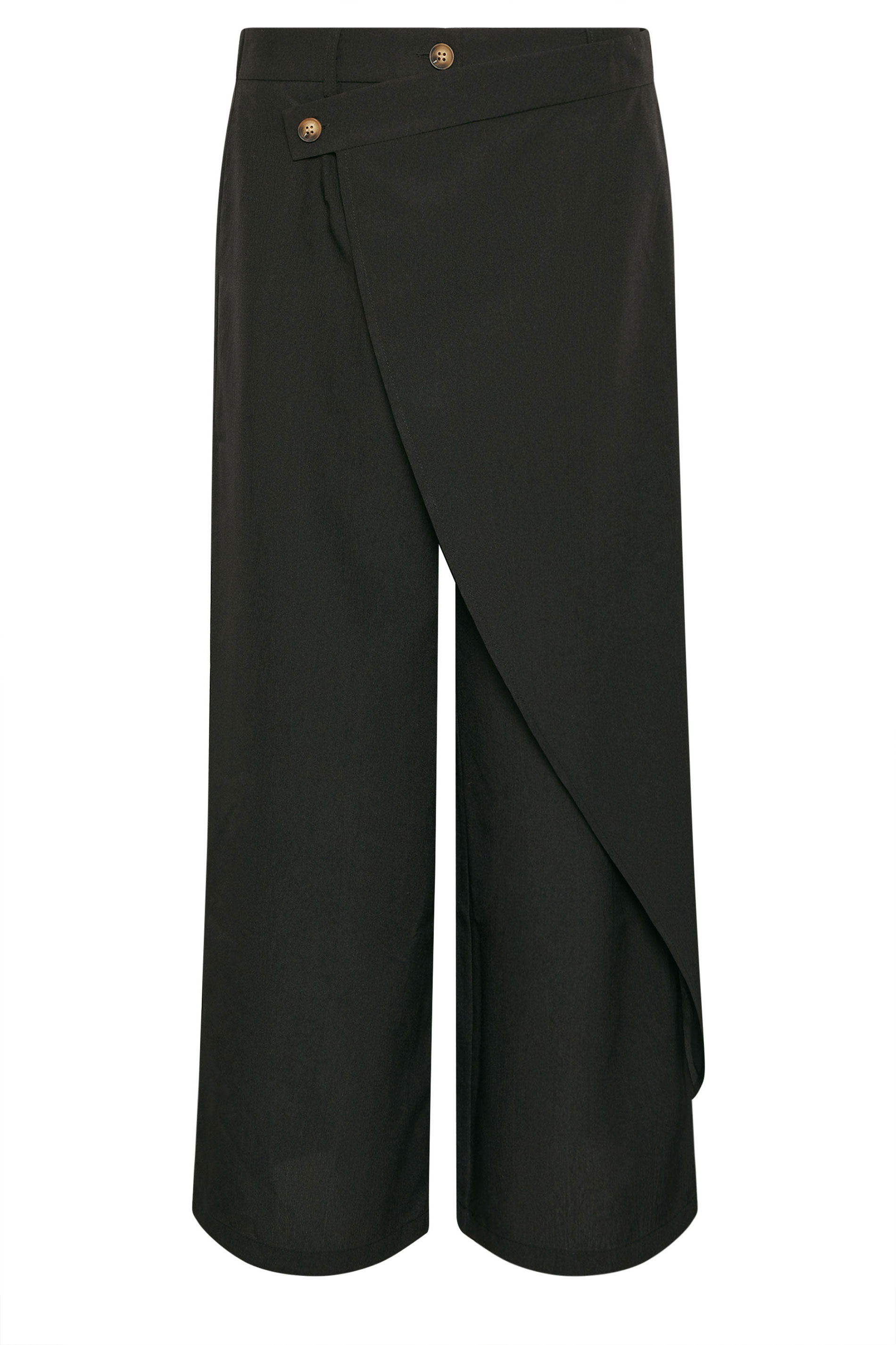 PixieGirl Petite Women's Black Wrap Wide Leg Trousers | PixieGirl 5