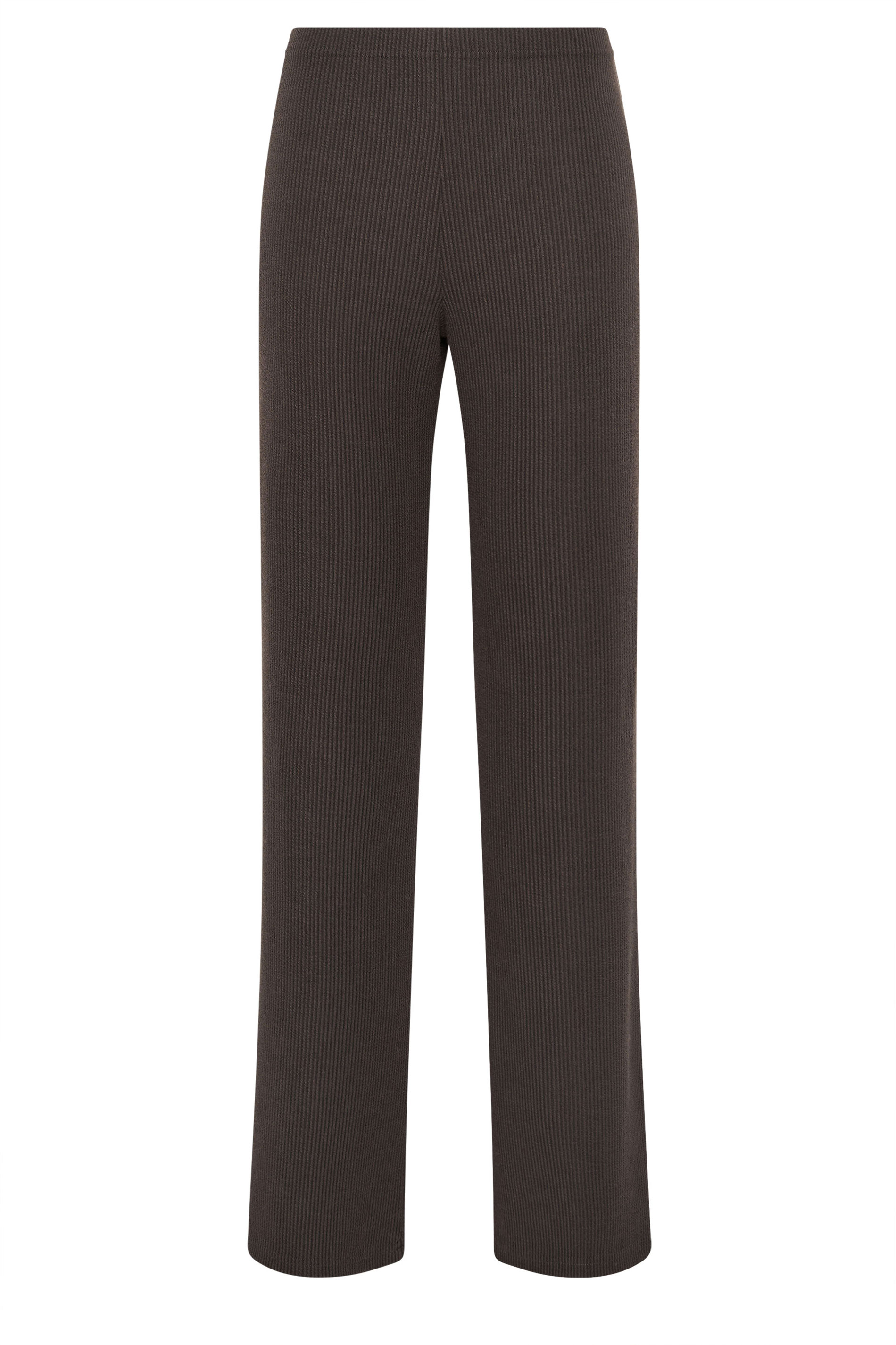 LTS Tall Women's Chocolate Brown Ribbed Wide Leg Trousers | Long Tall Sally 5