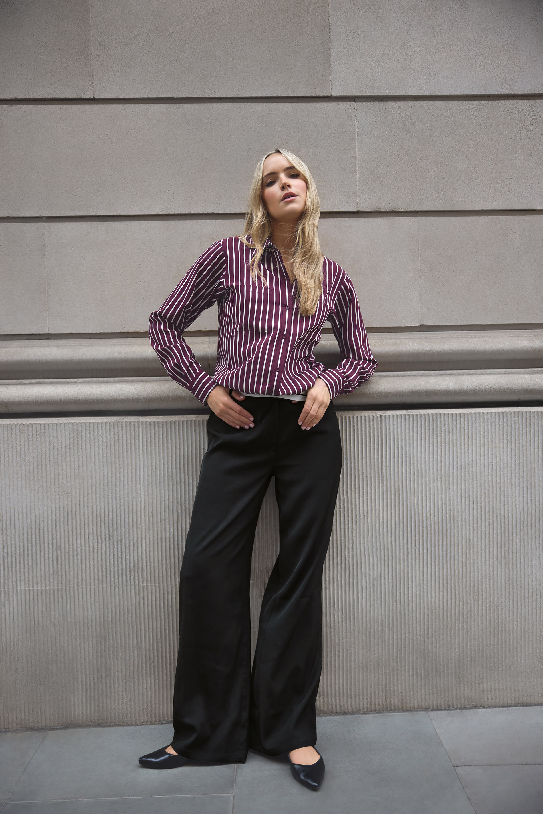 LTS Tall Black Cross Over Contrast Waistband Trousers | Long Tall Sally 3