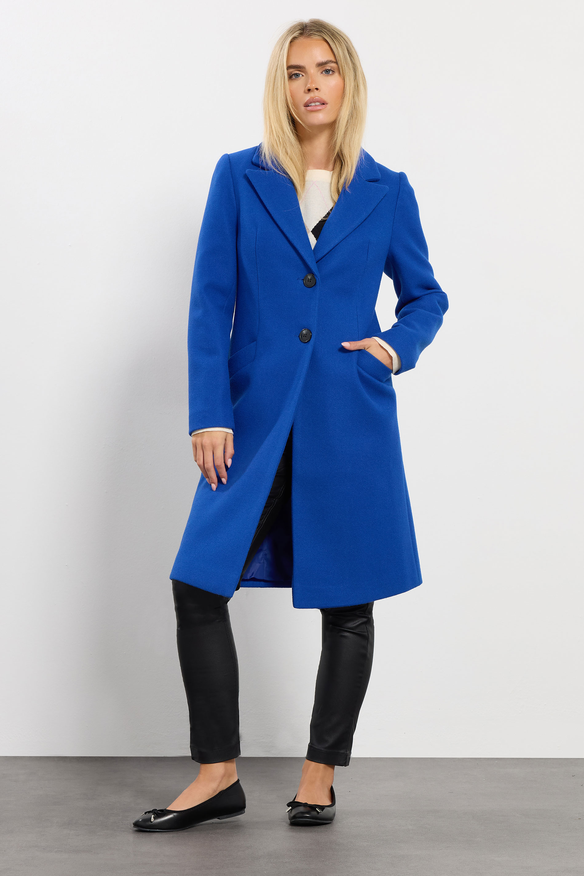 M&Co Petite Cobalt Blue Single Breasted Formal Coat | M&Co 2