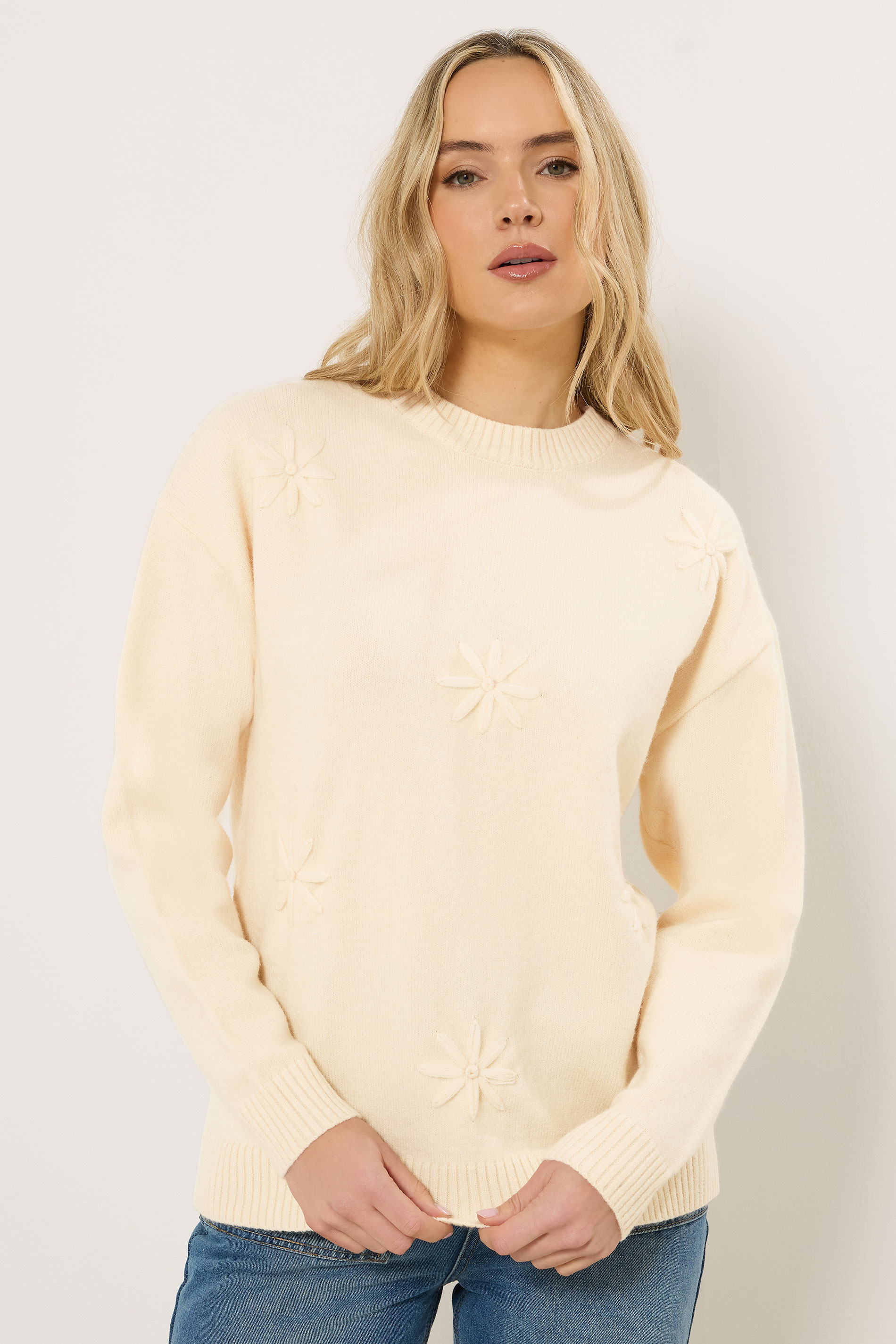 LTS Tall Ivory White Floral Embroidered Jumper | Long Tall Sally  3
