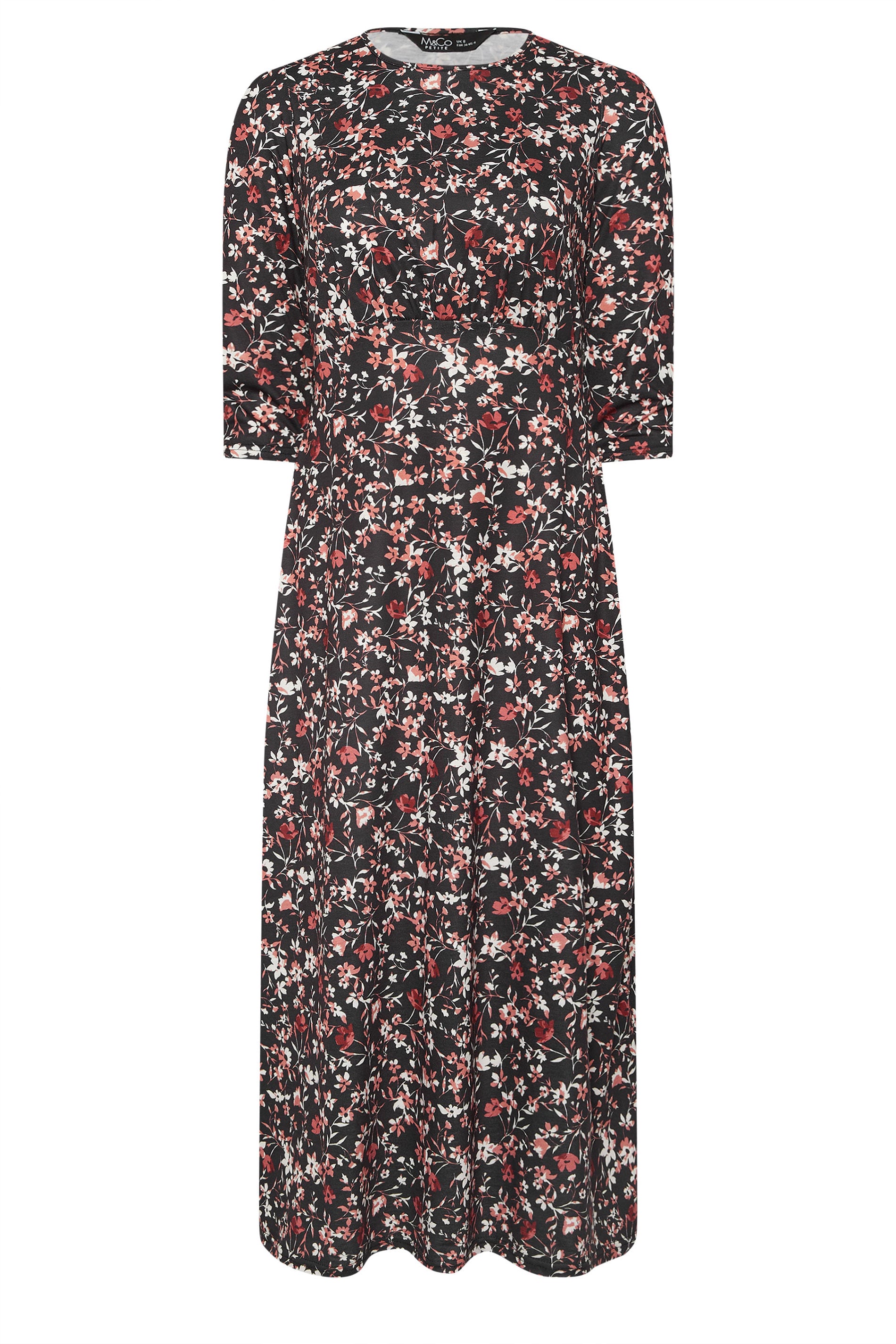 M&Co Petite Black Floral Midi Dress | M&Co 5
