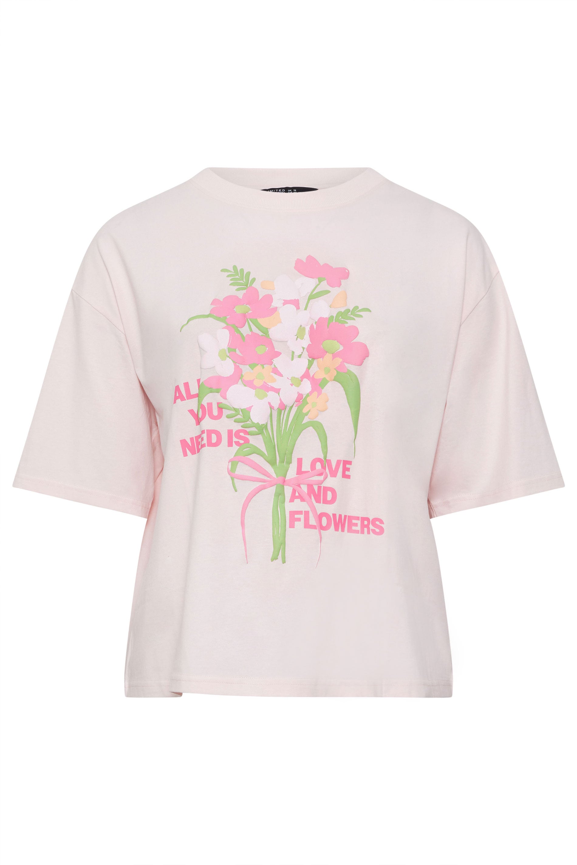 LIMITED COLLECTION Plus Size Pink 'All You Need Is Love & Flowers' T-Shirt | Yours Clothing 5