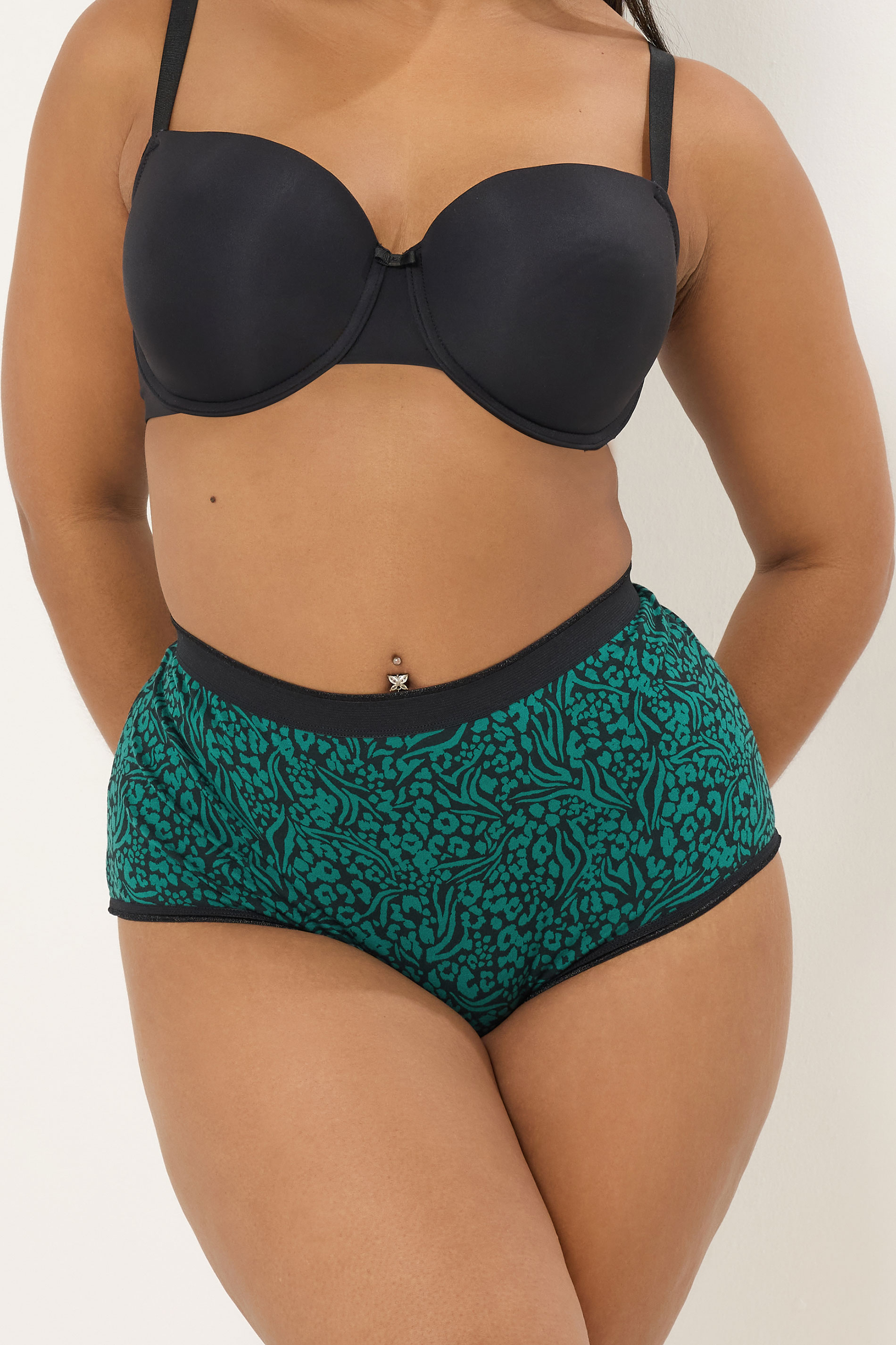 YOURSET 5 PACK Plus Size Teal Green Animal Print Full Briefs | Yours Clothing 2