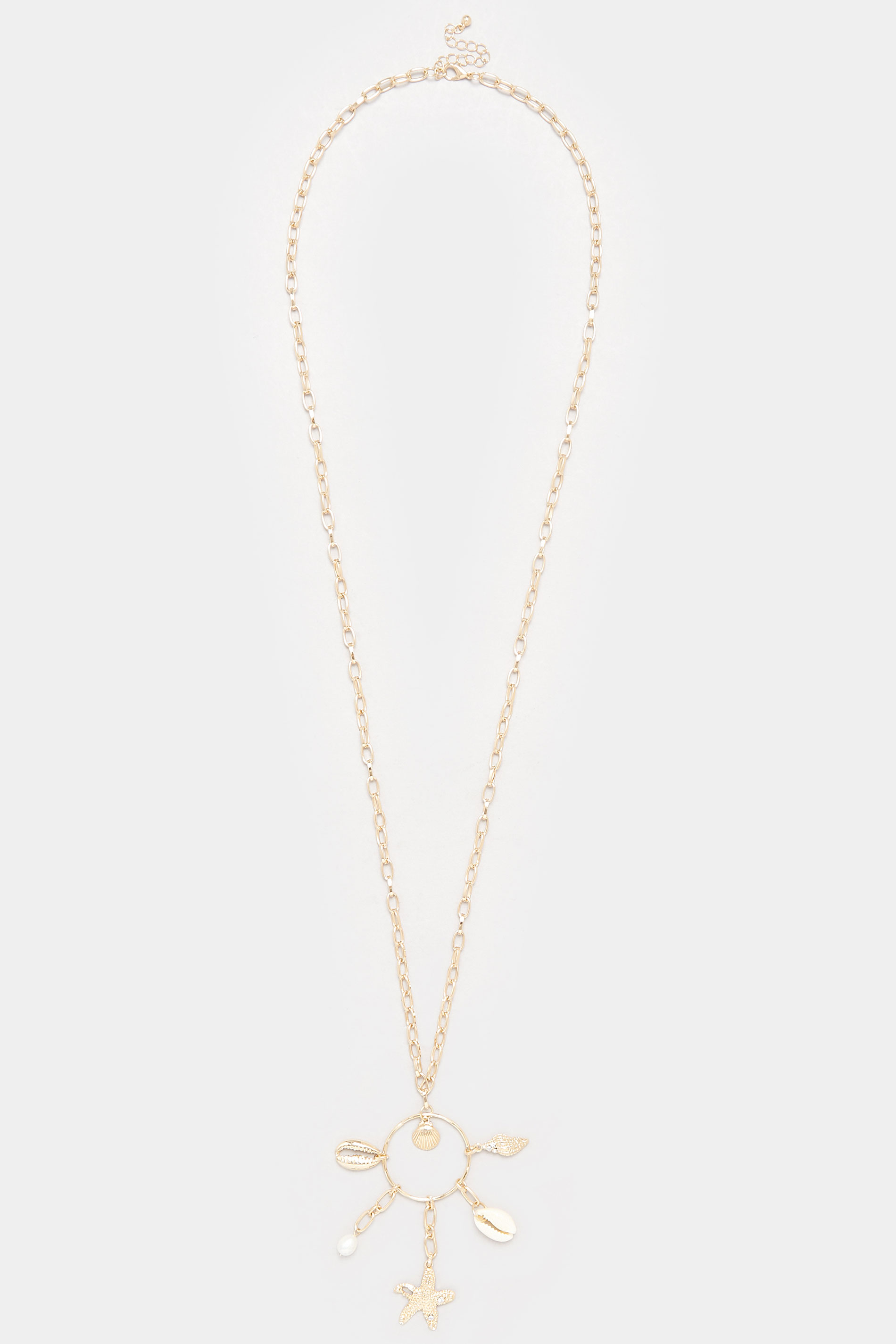 Gold Tone Shell & Starfish Pendant Long Necklace | Yours Clothing 3