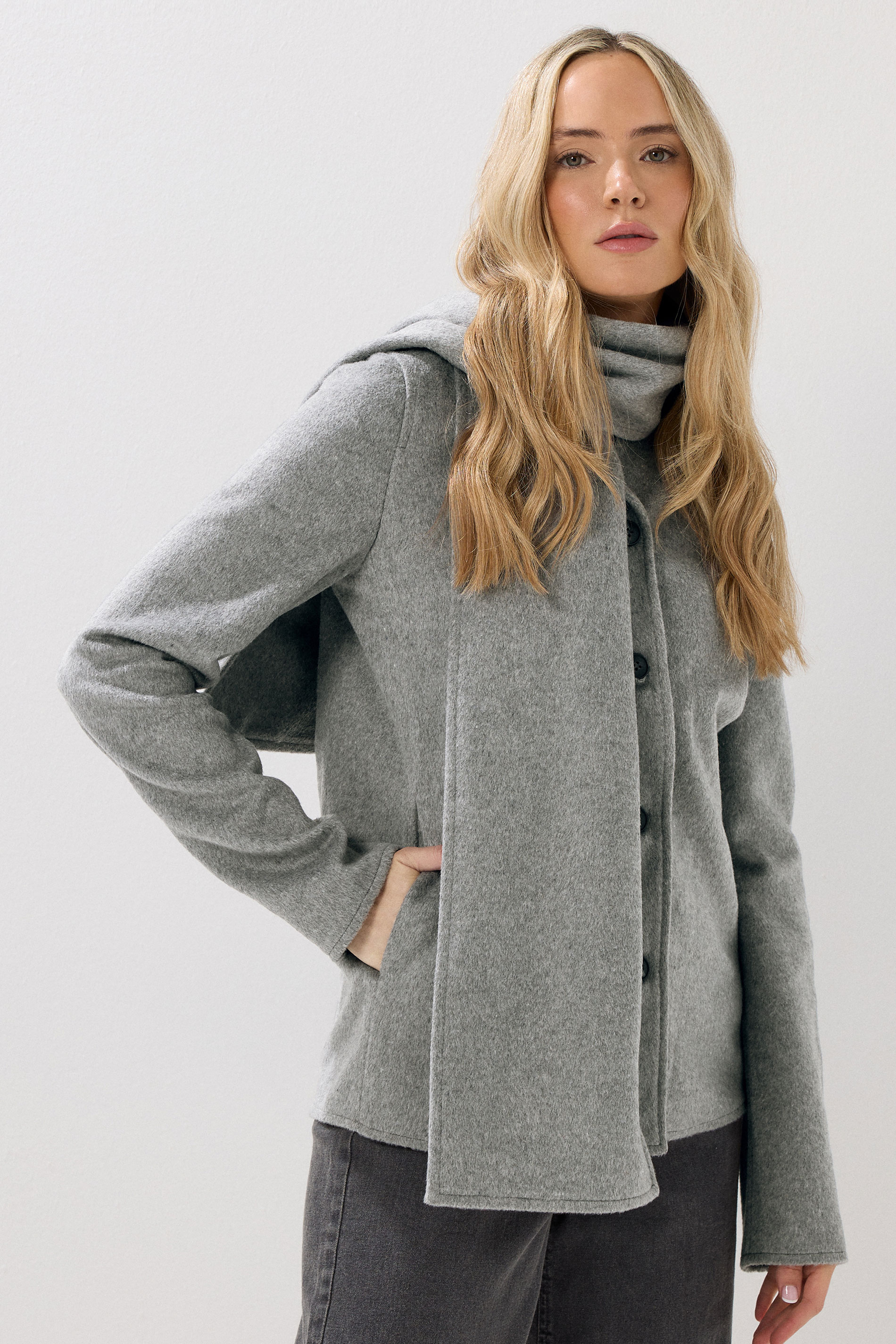 LTS Tall Grey Formal Scarf Coat | Long Tall Sally 3