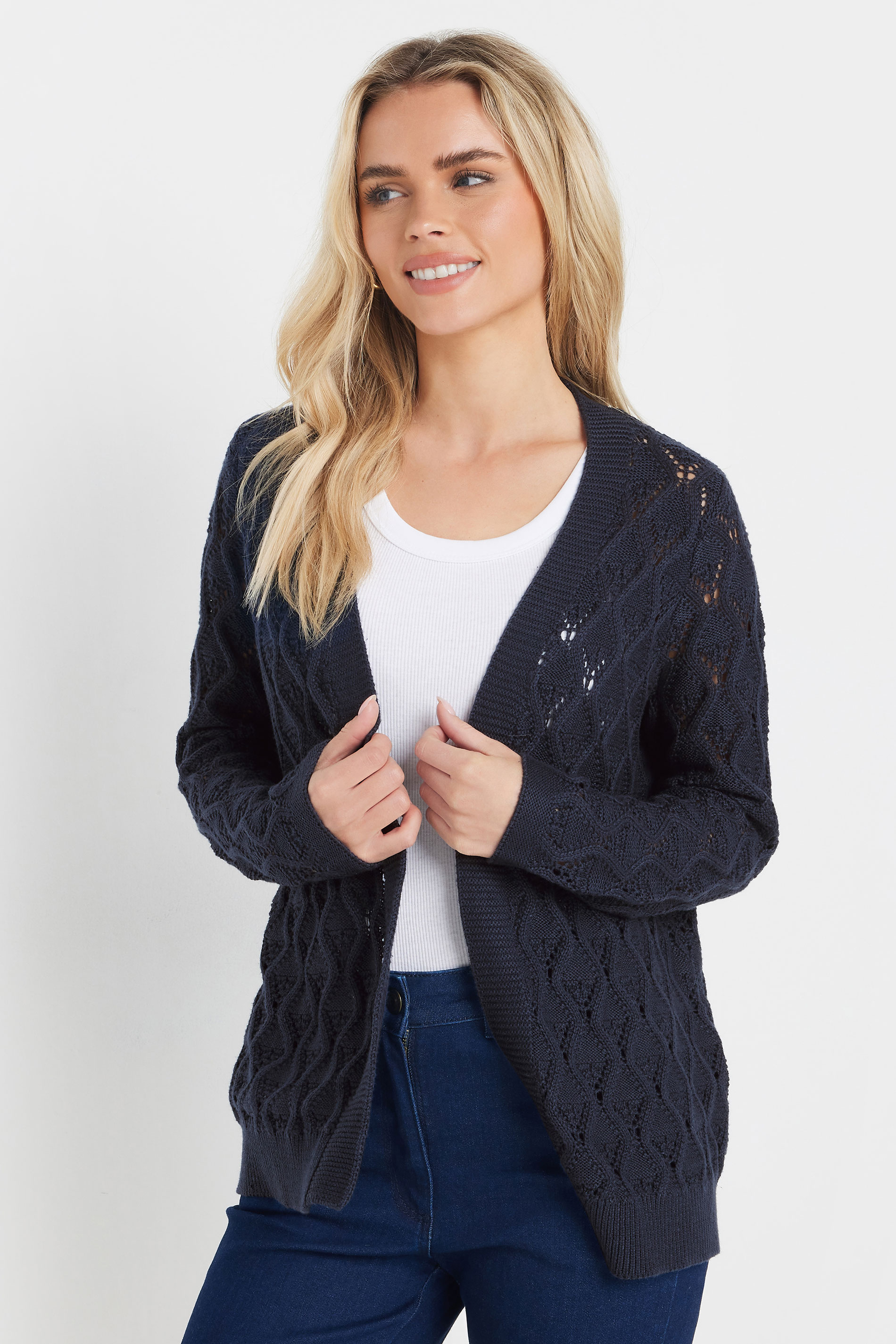 M&Co Petite Navy Blue Crochet Cardigan | M&Co 3