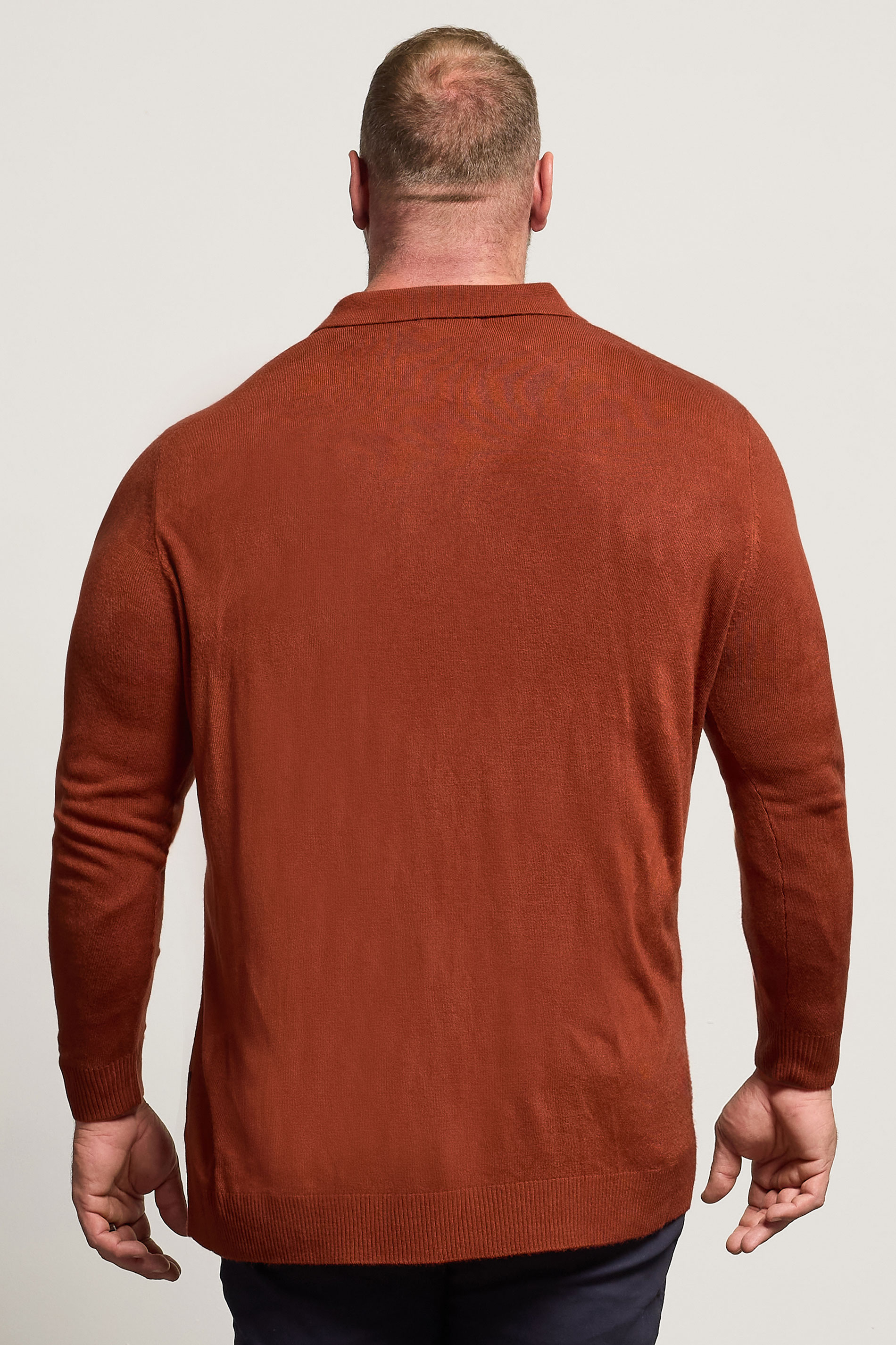 BadRhino Big & Tall Burnt Red Cable Knit Polo Shirt | BadRhino 2