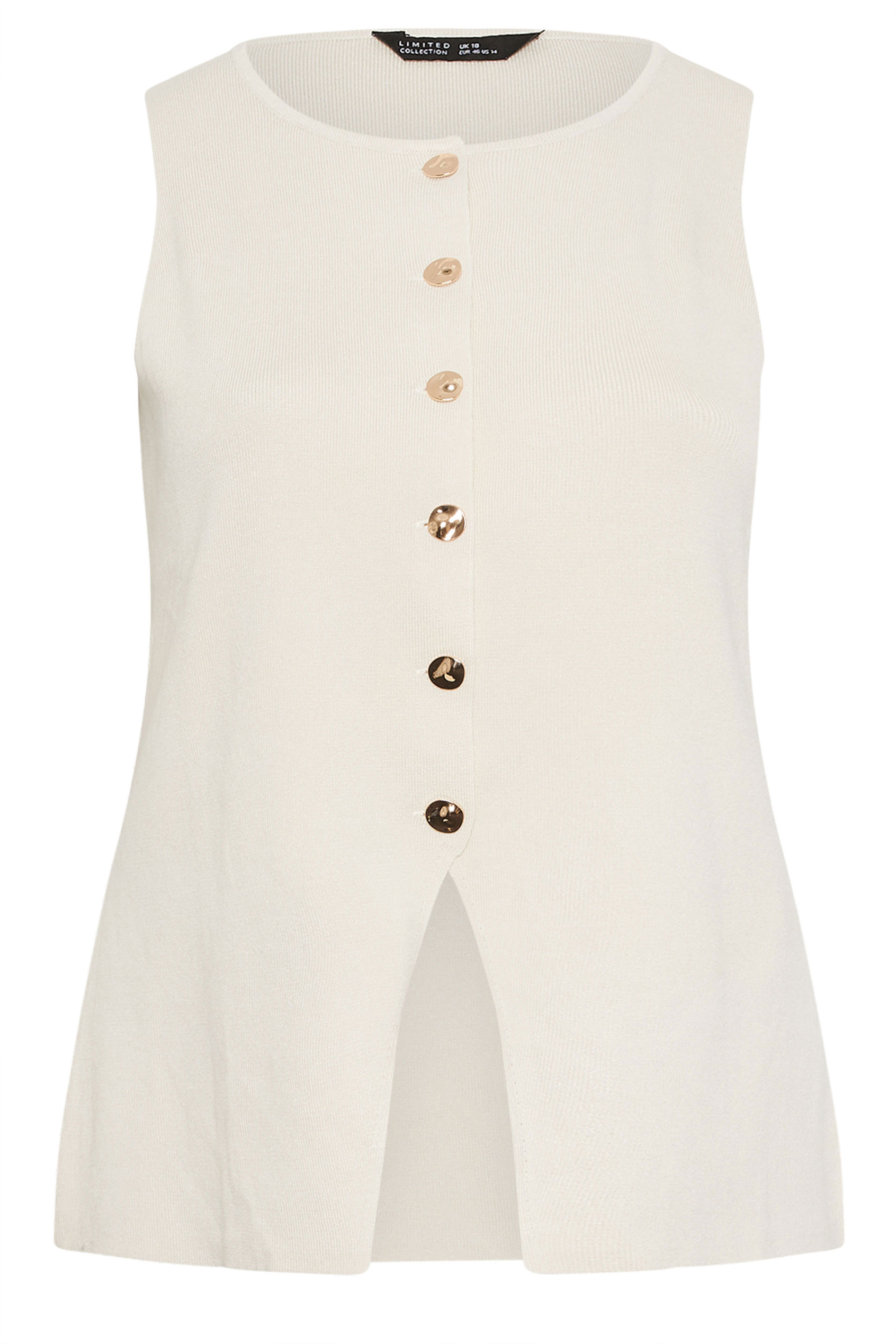 LIMITED COLLECTION Plus Size Cream Knitted Waistcoat | Yours Clothing 5