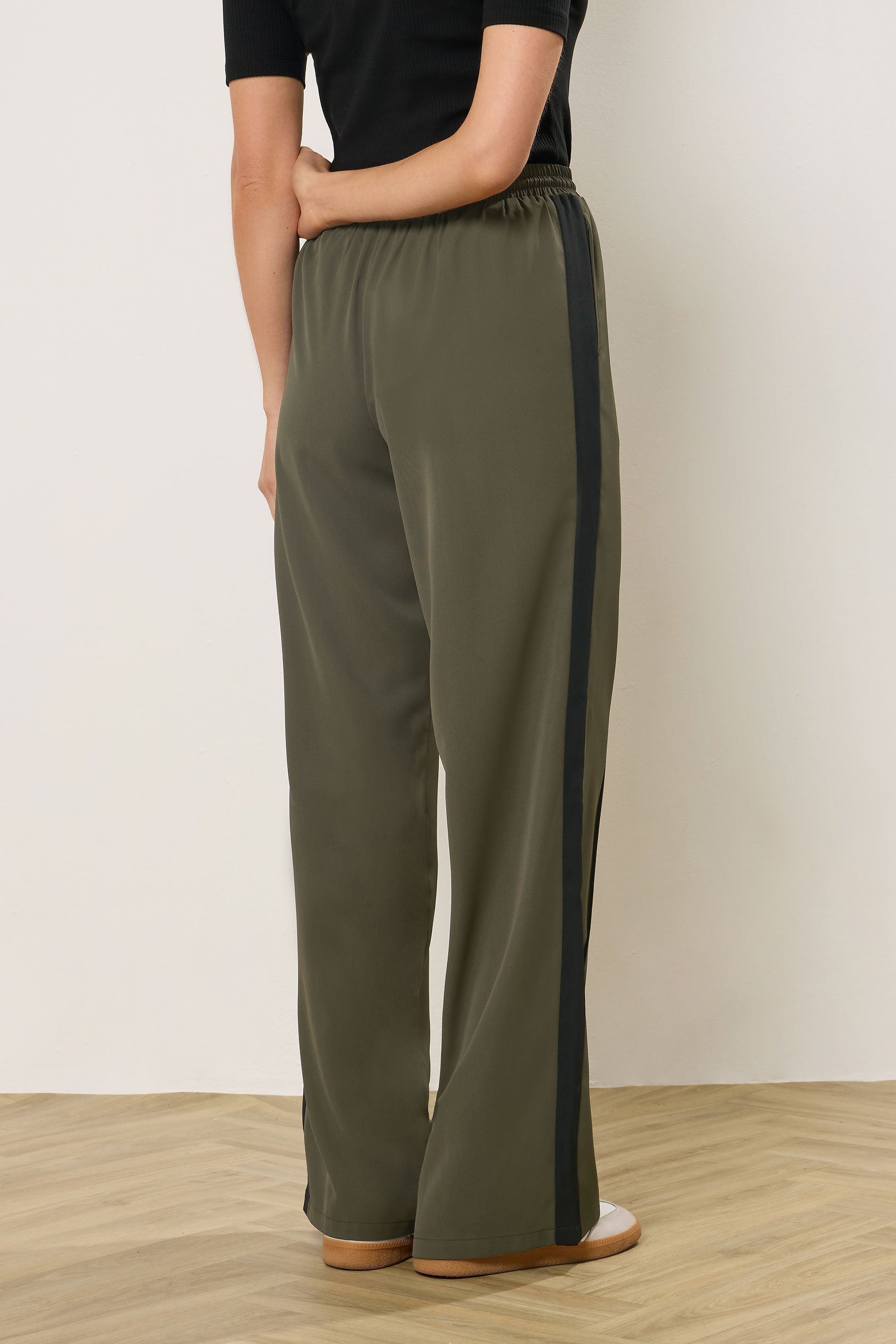LTS Tall Women's Khaki Green Side Stripe Wide Leg Trousers | Long Tall Sally 2