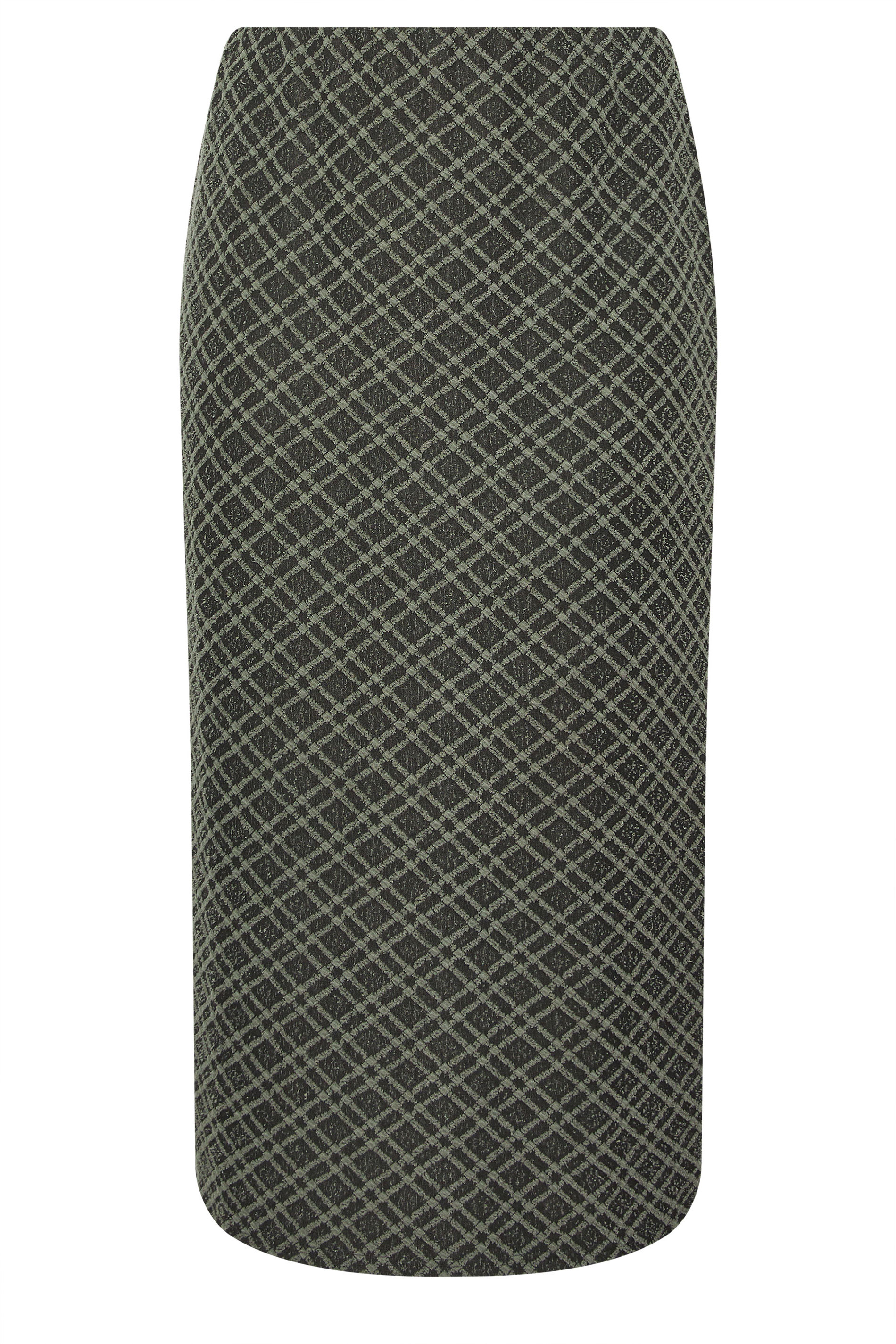 YOURS Plus Size Khaki Green Check Print Tube Skirt | Yours Clothing 5