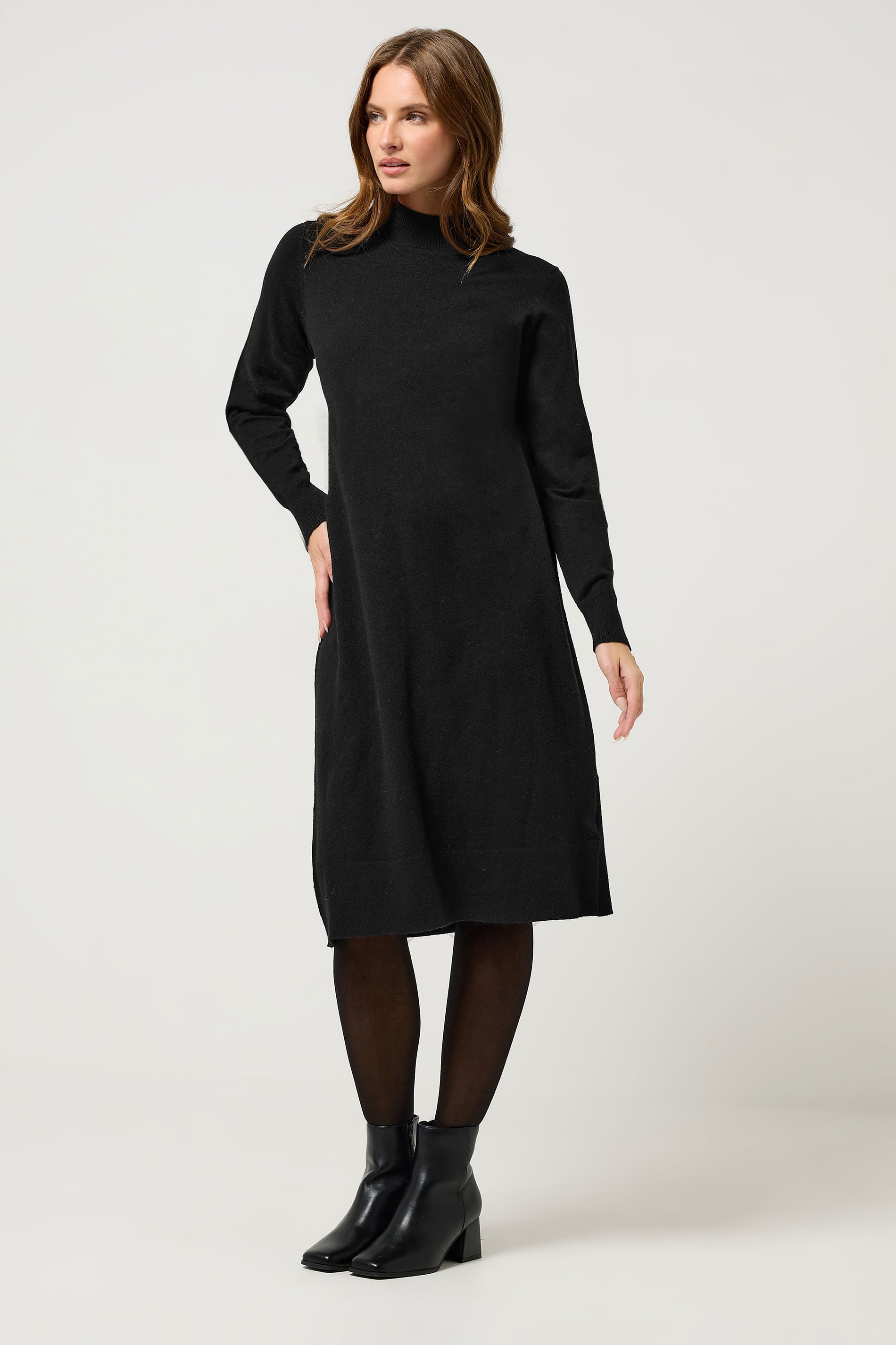 Women's Black M&Co M&Co Funnel Neck Jumper Dress Size 22-24