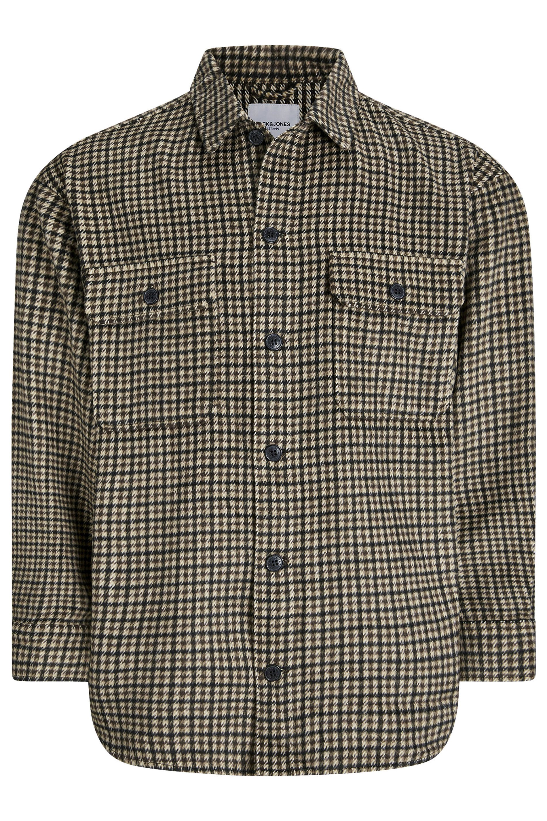 JACK & JONES Big & Tall Black Check Long Sleeve Overshirt | BadRhino 2