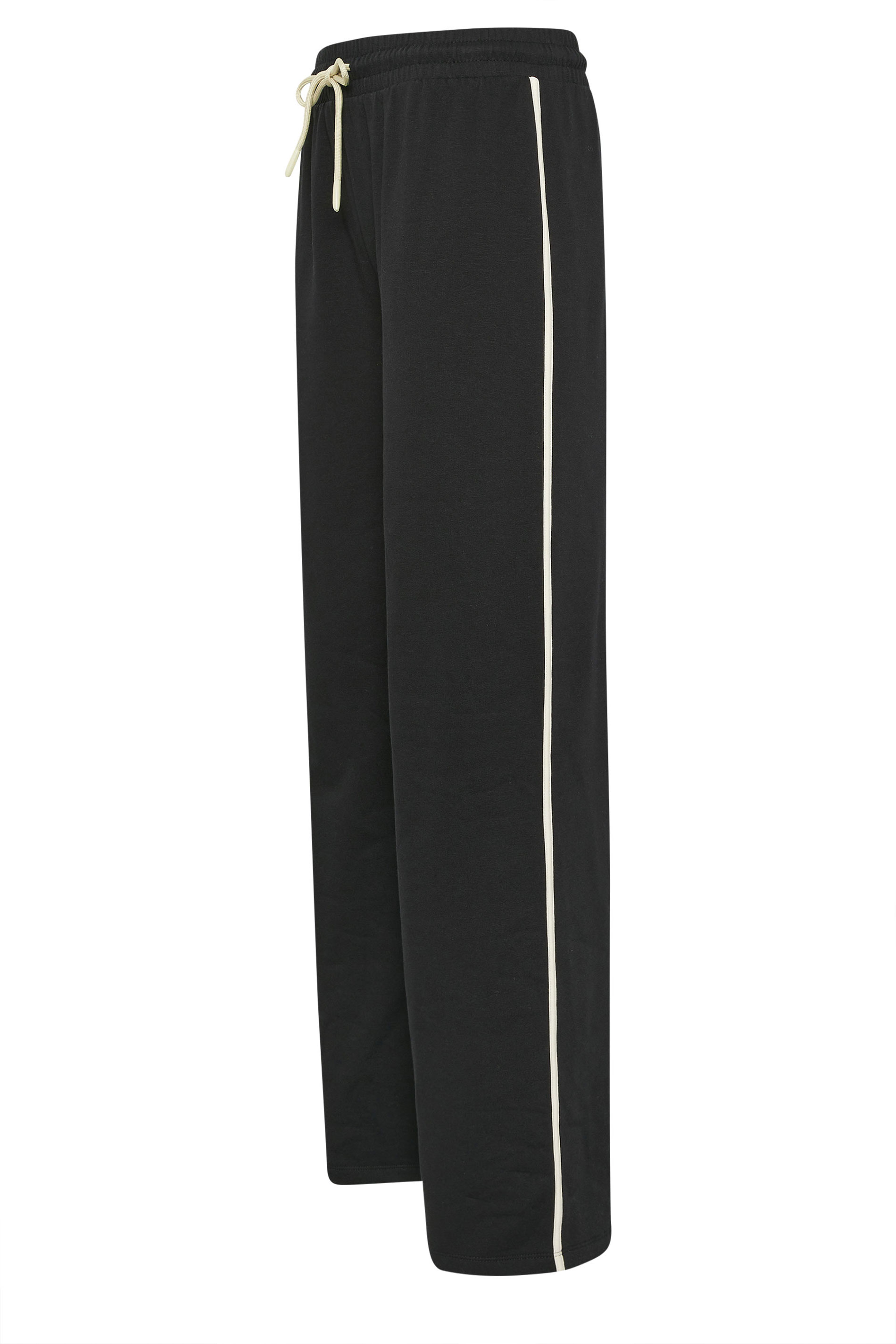 LTS Tall Black Pipe Detail Wide Leg Joggers | Long Tall Sally 7