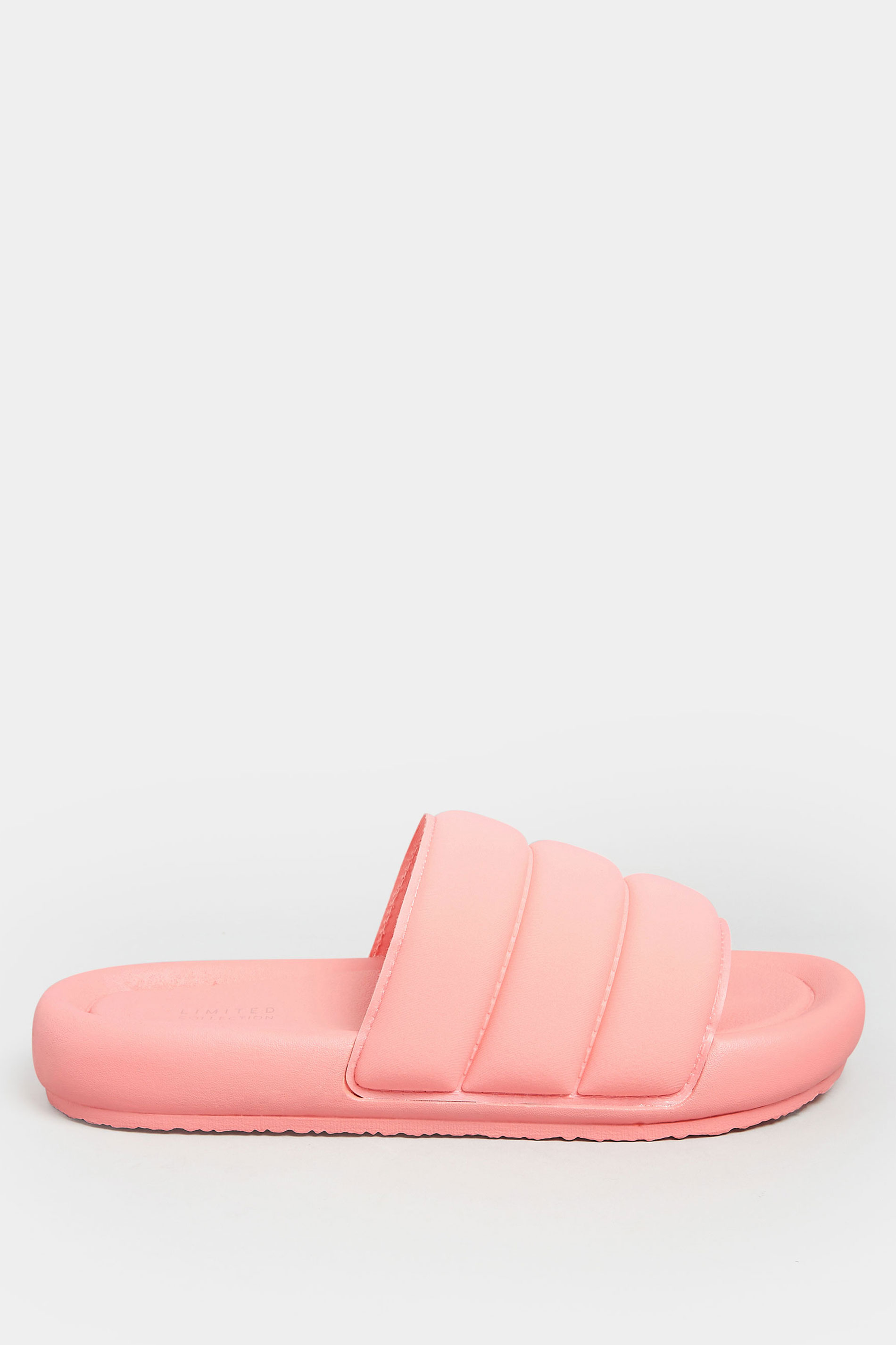 LIMITED COLLECTION Pink Padded Sliders In Wide E Fit | Yours Clothing 3